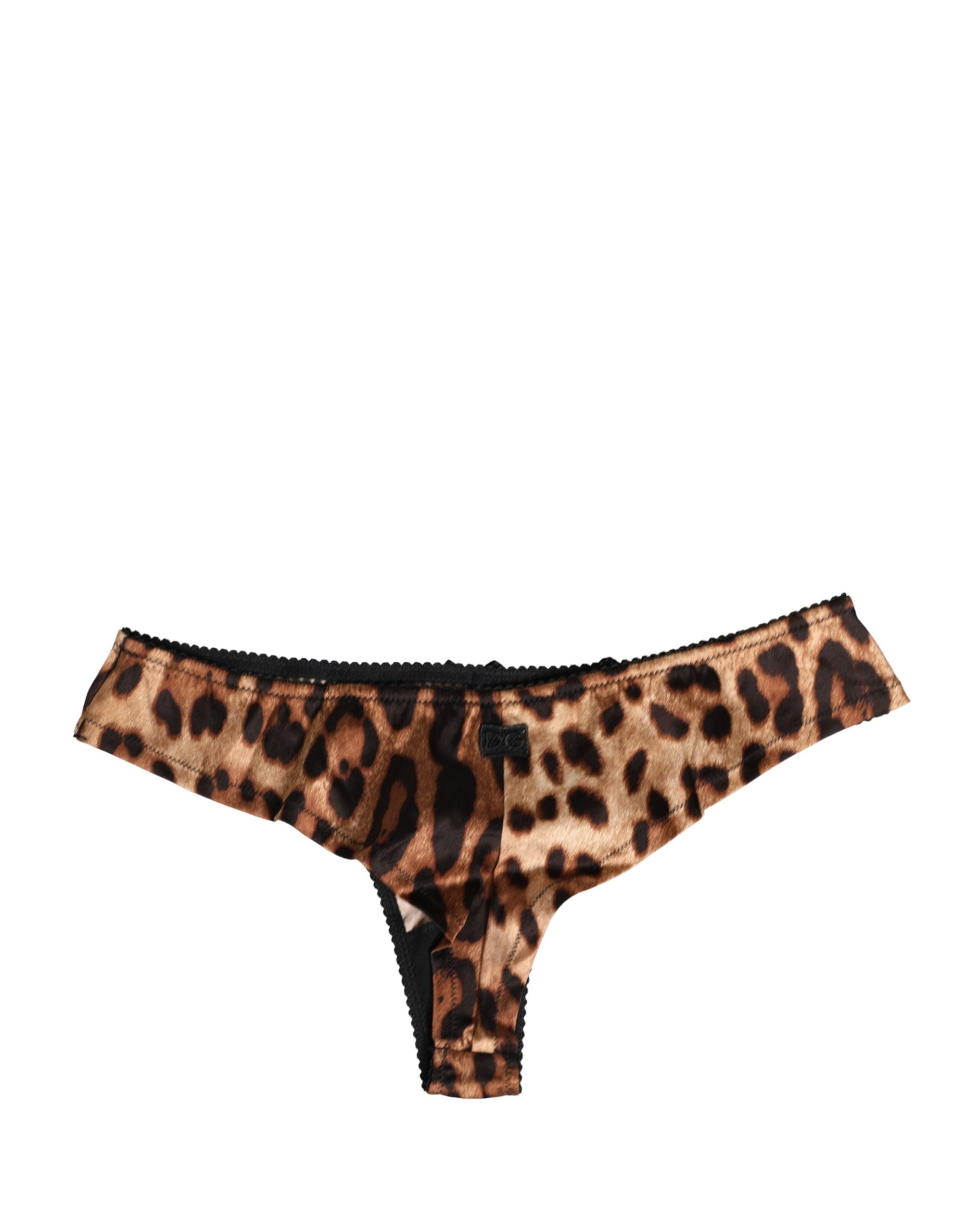Dolce & Gabbana Black Brown Leopard Mid Waist Brief Panty Underwear Dolce & Gabbana