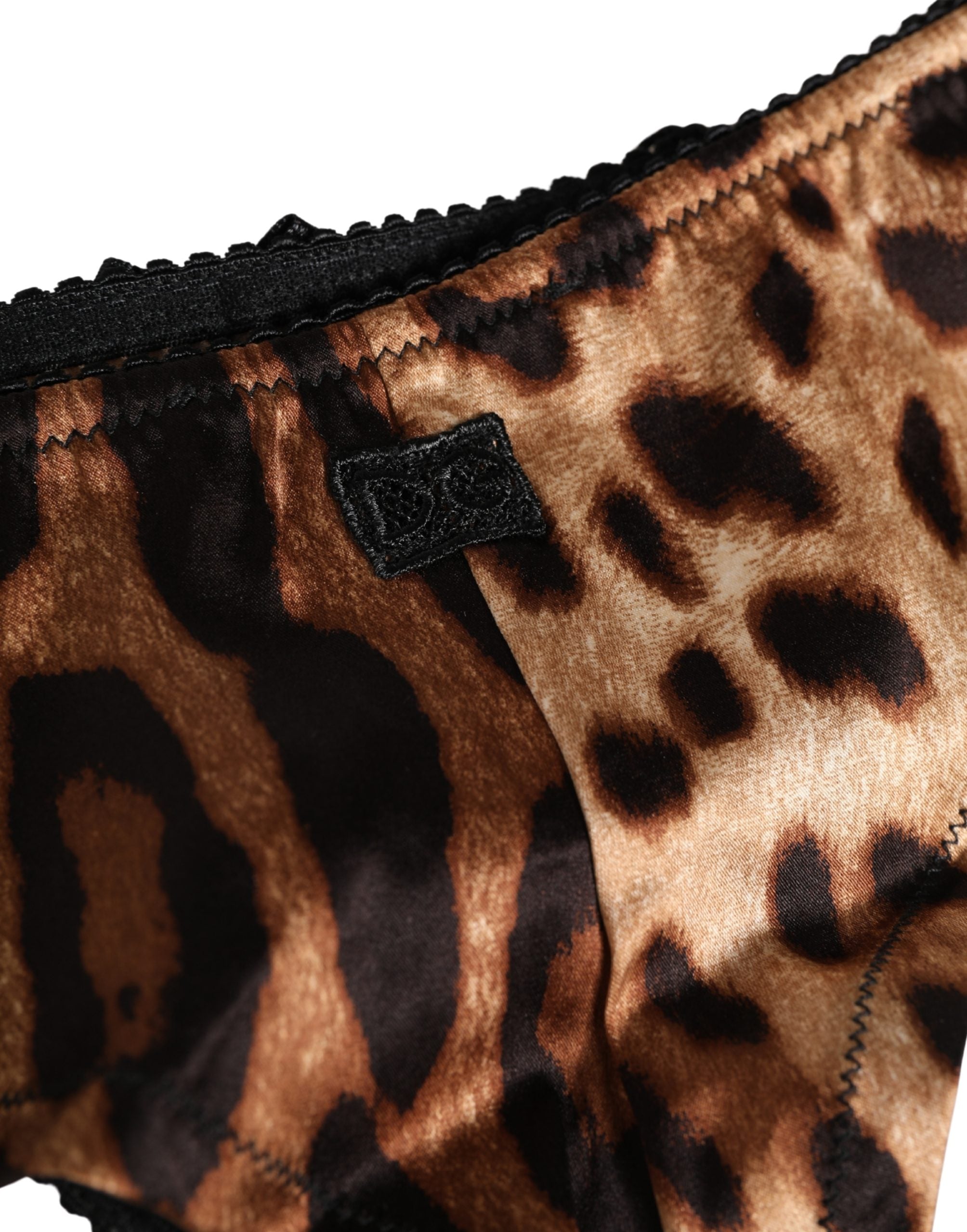 Dolce & Gabbana Black Brown Leopard Mid Waist Brief Panty Underwear Dolce & Gabbana