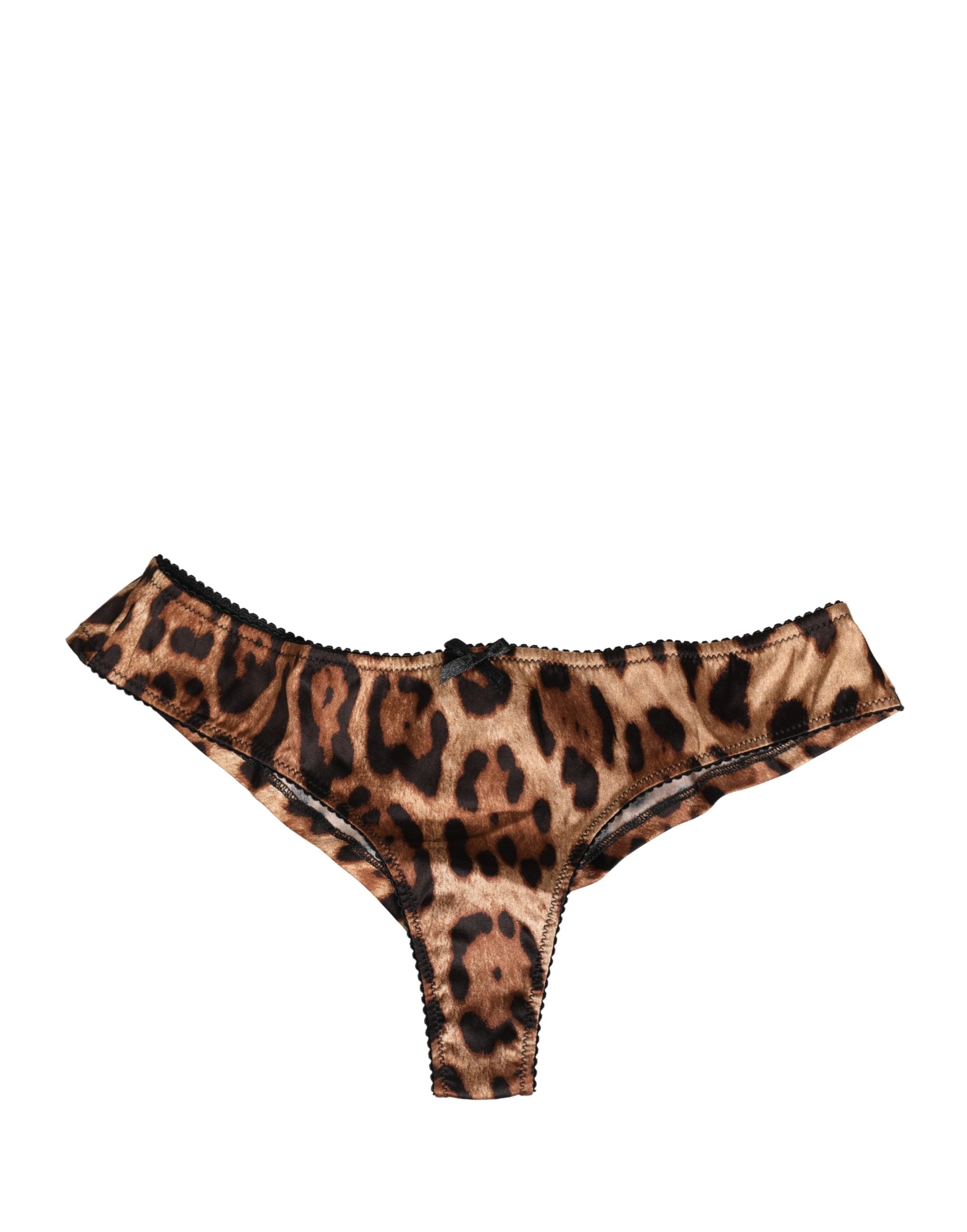 Dolce & Gabbana Black Brown Leopard Mid Waist Brief Panty Underwear Dolce & Gabbana