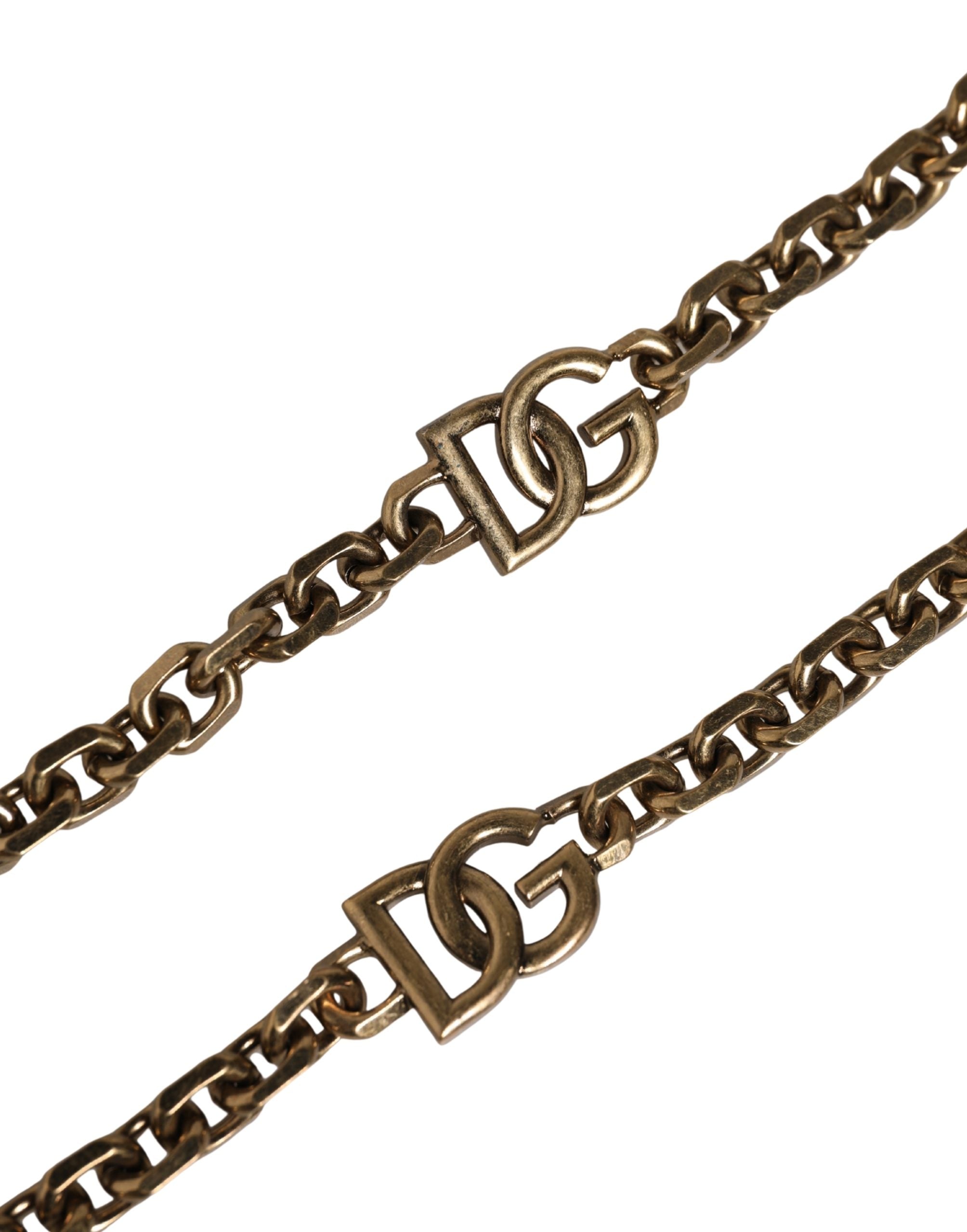 Dolce & Gabbana Black Leather Gold Chain Bag Accessory Shoulder Strap Dolce & Gabbana