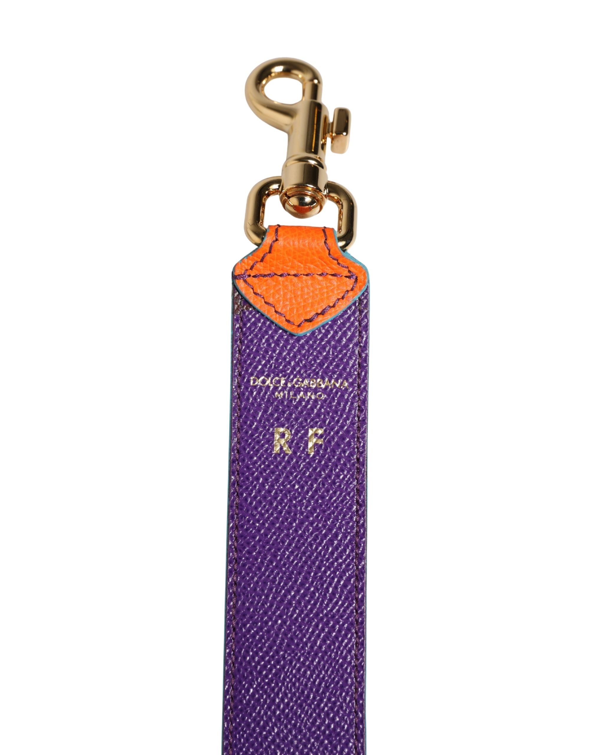 Dolce & Gabbana Orange Purple Calf Leather Bag Accessory  Shoulder Strap Dolce & Gabbana