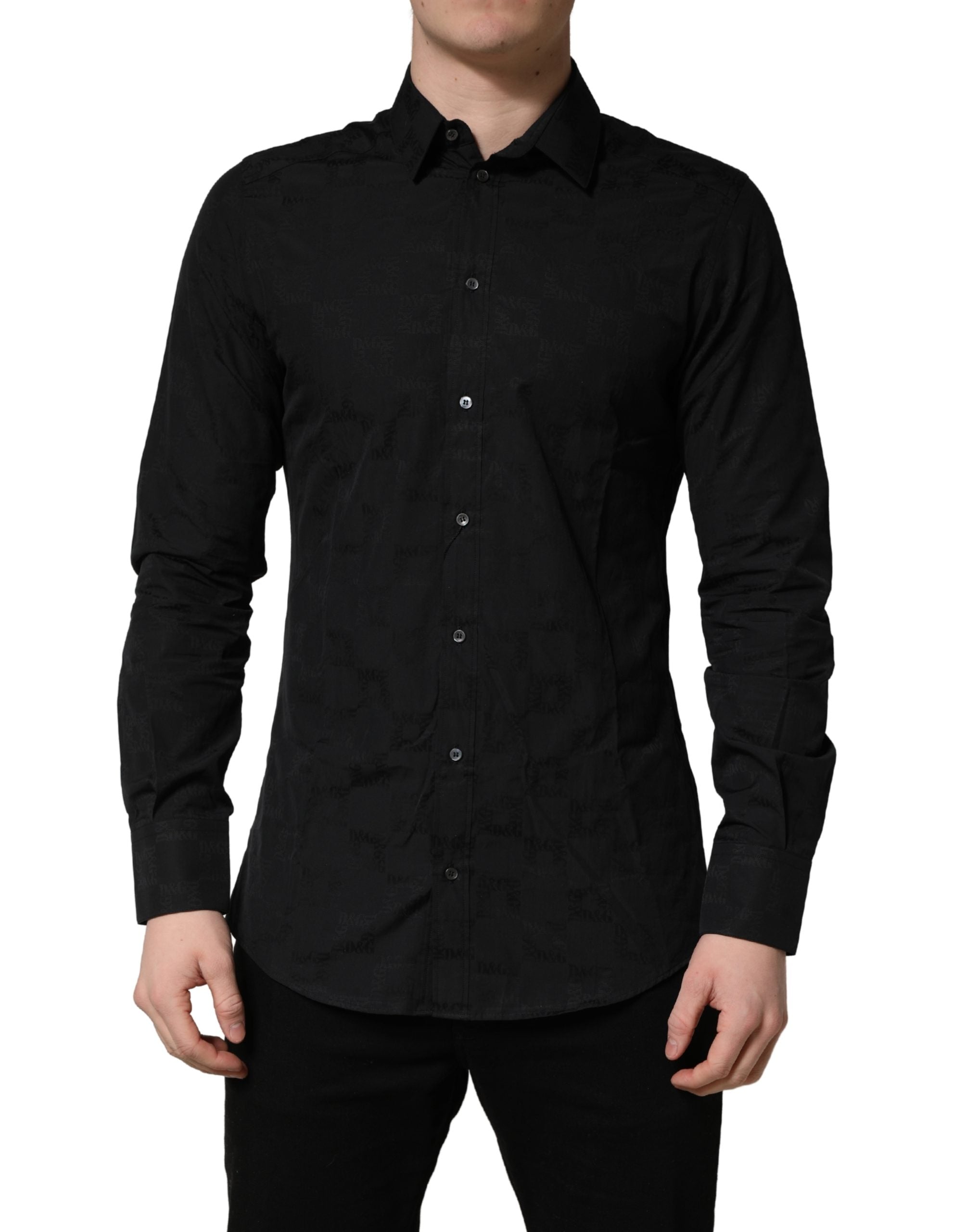 Dolce & Gabbana Black MARTINI Cotton Slim Dress Formal Shirt Dolce & Gabbana
