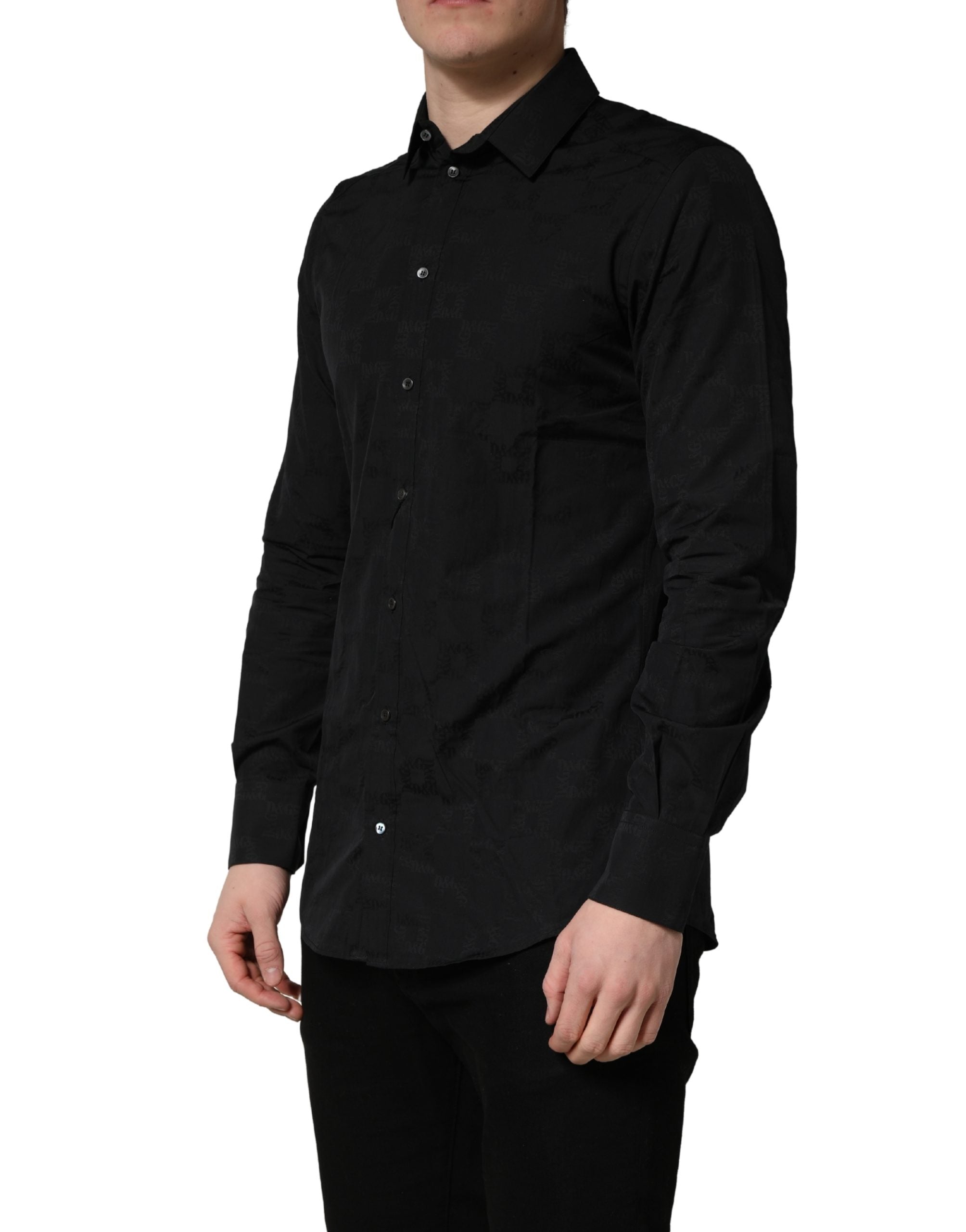 Dolce & Gabbana Black MARTINI Cotton Slim Dress Formal Shirt Dolce & Gabbana