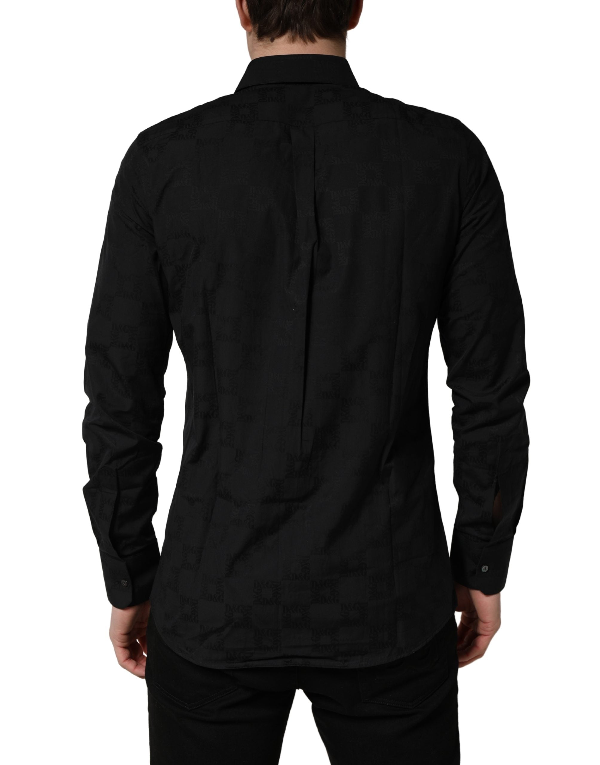 Dolce & Gabbana Black MARTINI Cotton Slim Dress Formal Shirt Dolce & Gabbana