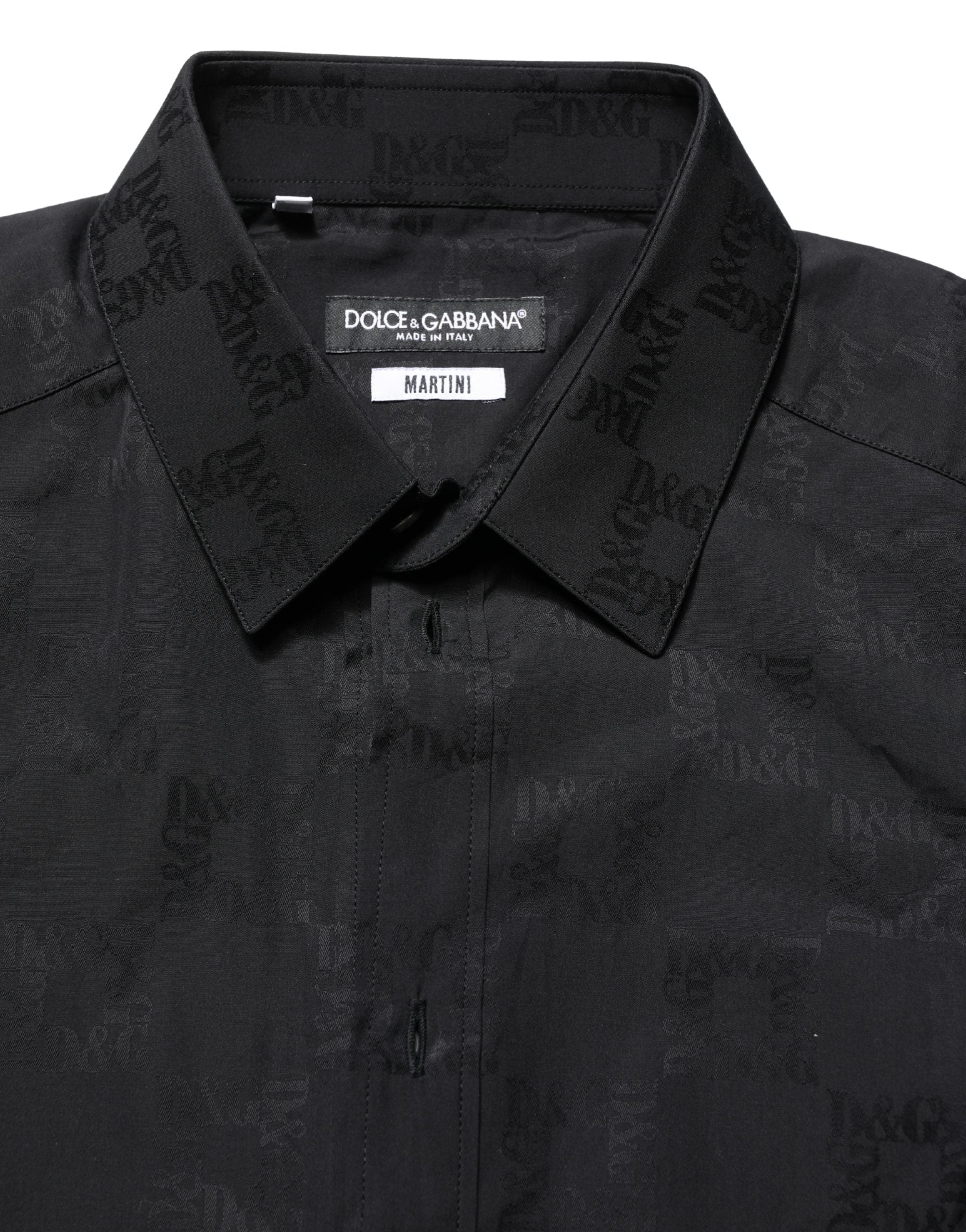 Dolce & Gabbana Black MARTINI Cotton Slim Dress Formal Shirt Dolce & Gabbana