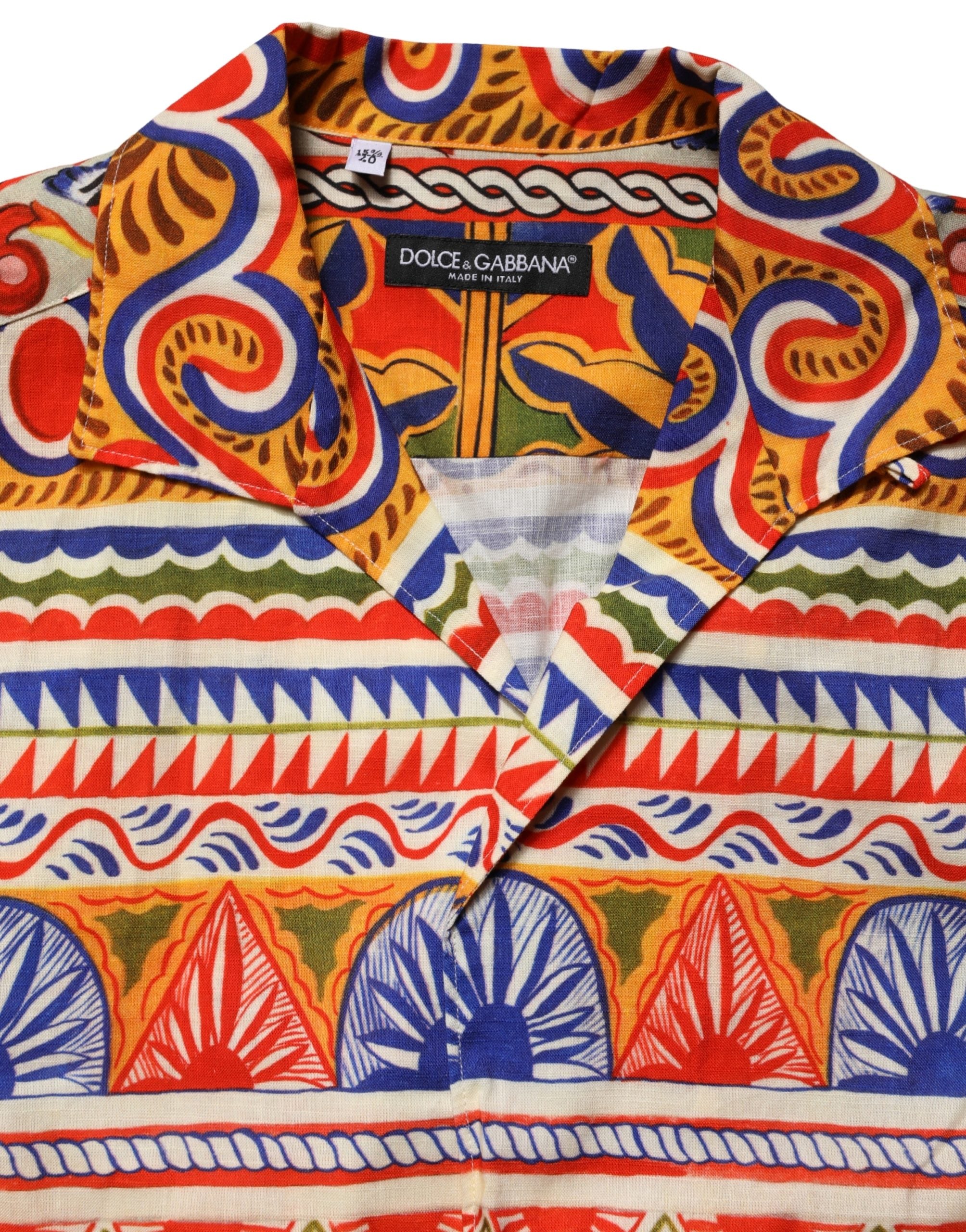Dolce & Gabbana Multicolor Sicilian Carretto Twill Cotton Men Shirt Dolce & Gabbana