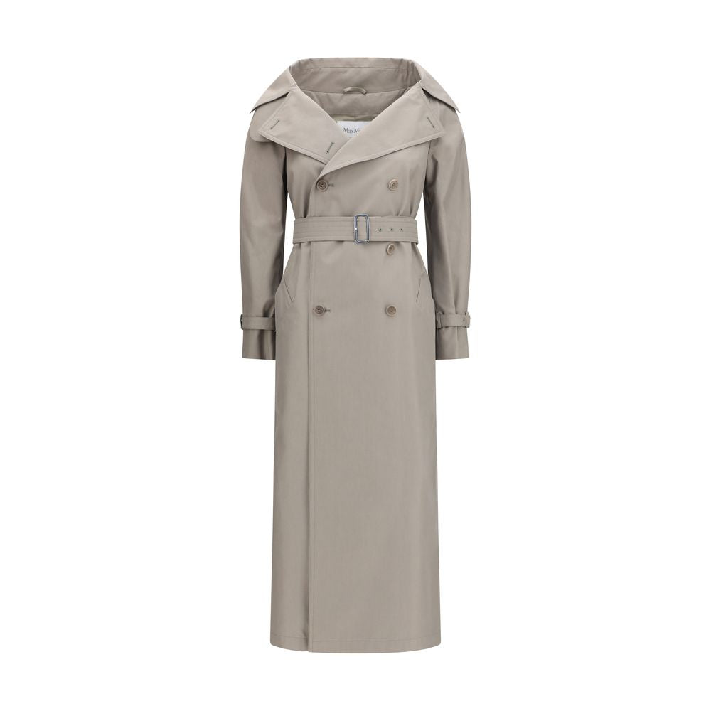 Max Mara Gray Cotton Trench Coat Max Mara