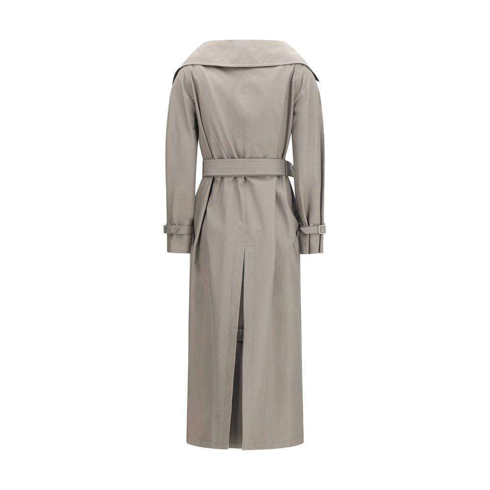 Max Mara Gray Cotton Trench Coat Max Mara
