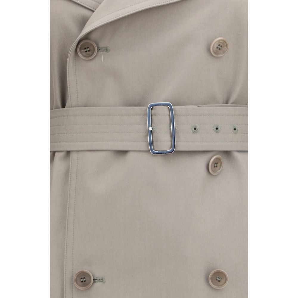 Max Mara Gray Cotton Trench Coat Max Mara