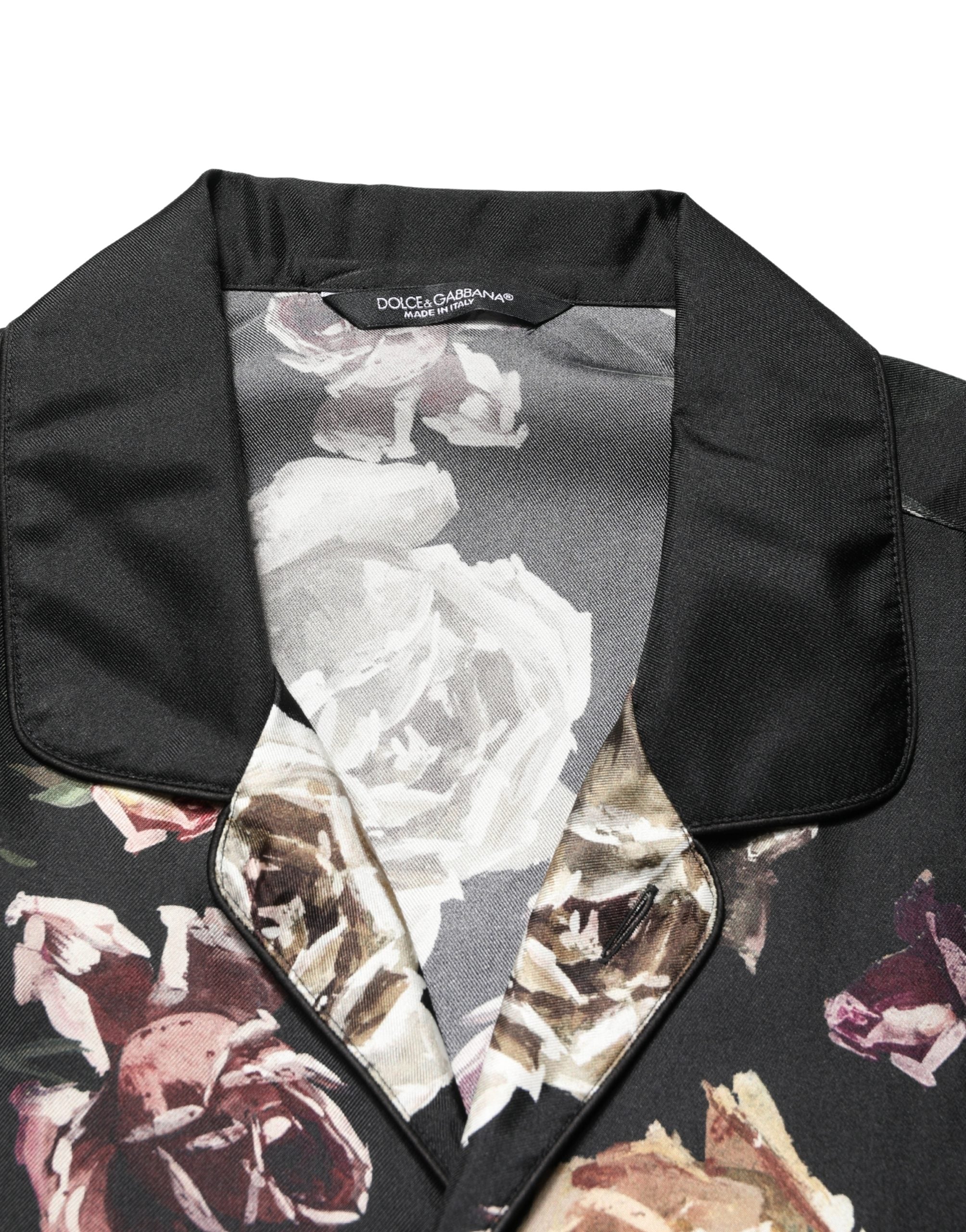 Dolce & Gabbana Black Floral Print Long Sleeves Casual Shirt Dolce & Gabbana