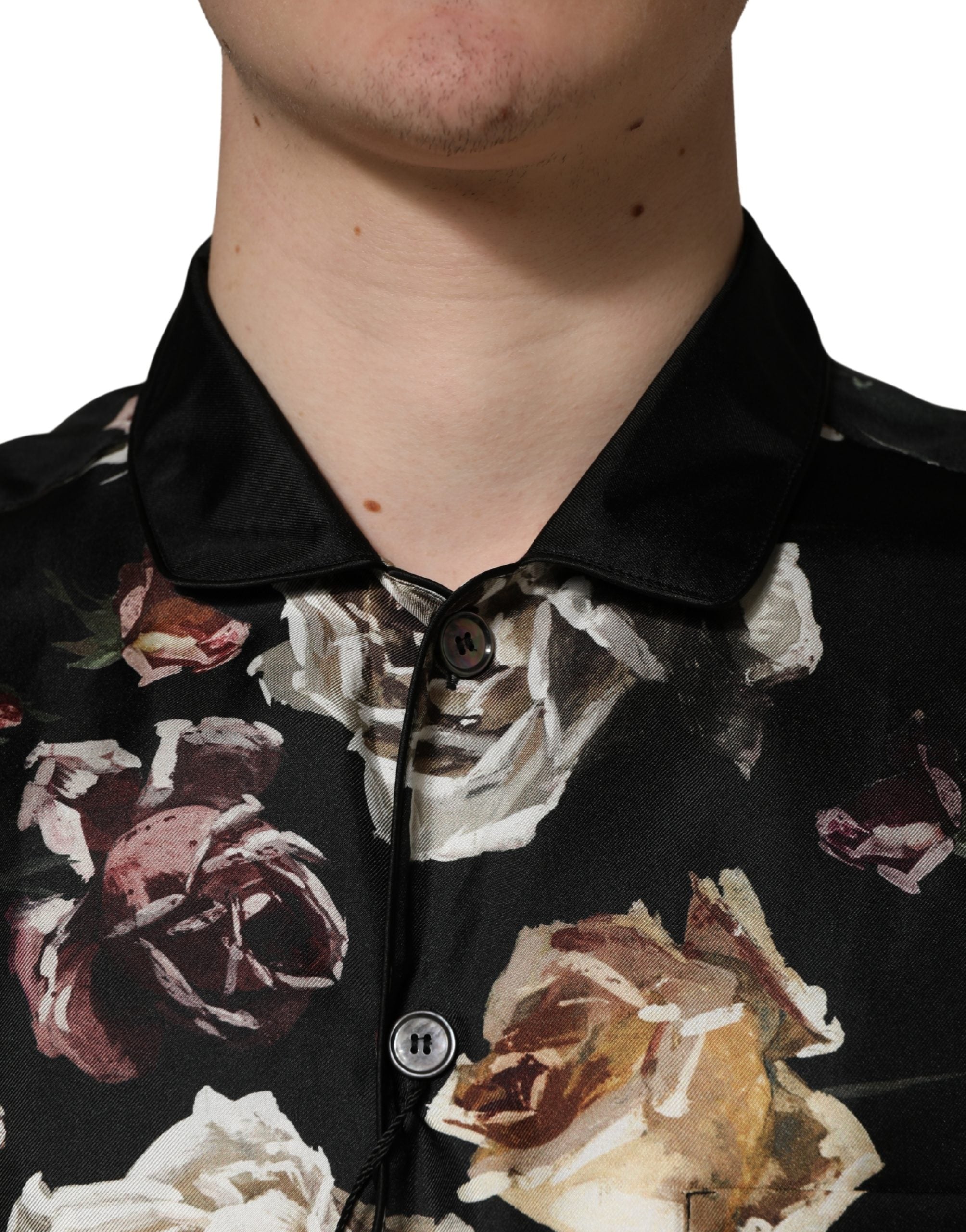 Dolce & Gabbana Black Floral Print Long Sleeves Casual Shirt Dolce & Gabbana