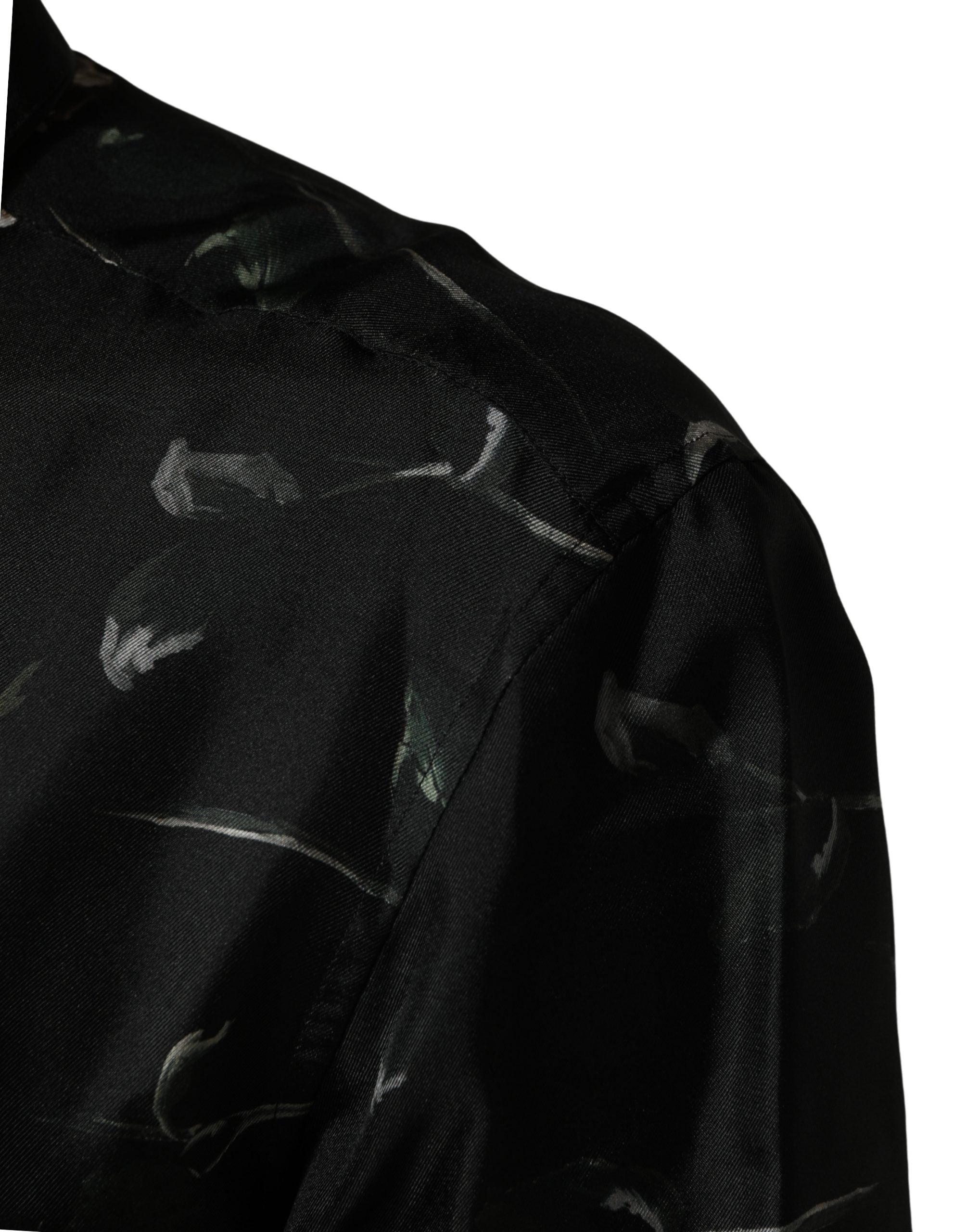 Dolce & Gabbana Black Floral Print Long Sleeves Casual Shirt Dolce & Gabbana
