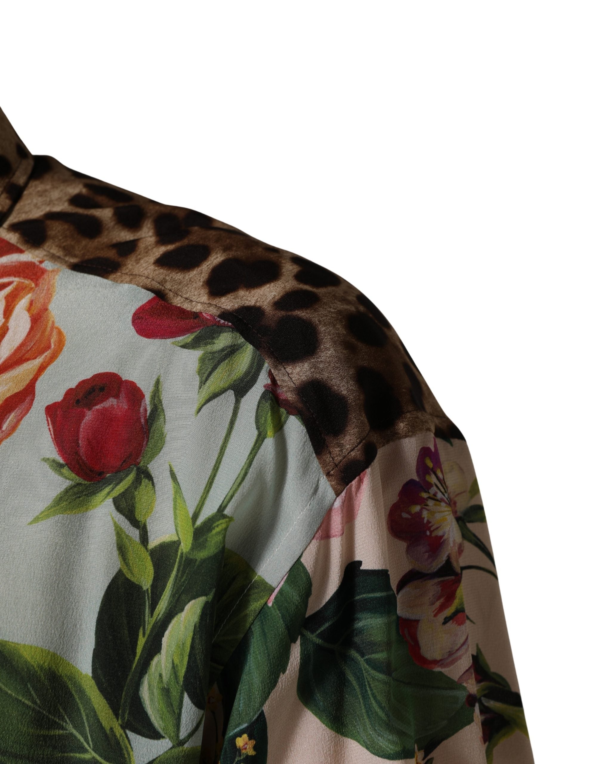 Dolce & Gabbana Multicolor Floral Animal Print Collared Shirt Dolce & Gabbana