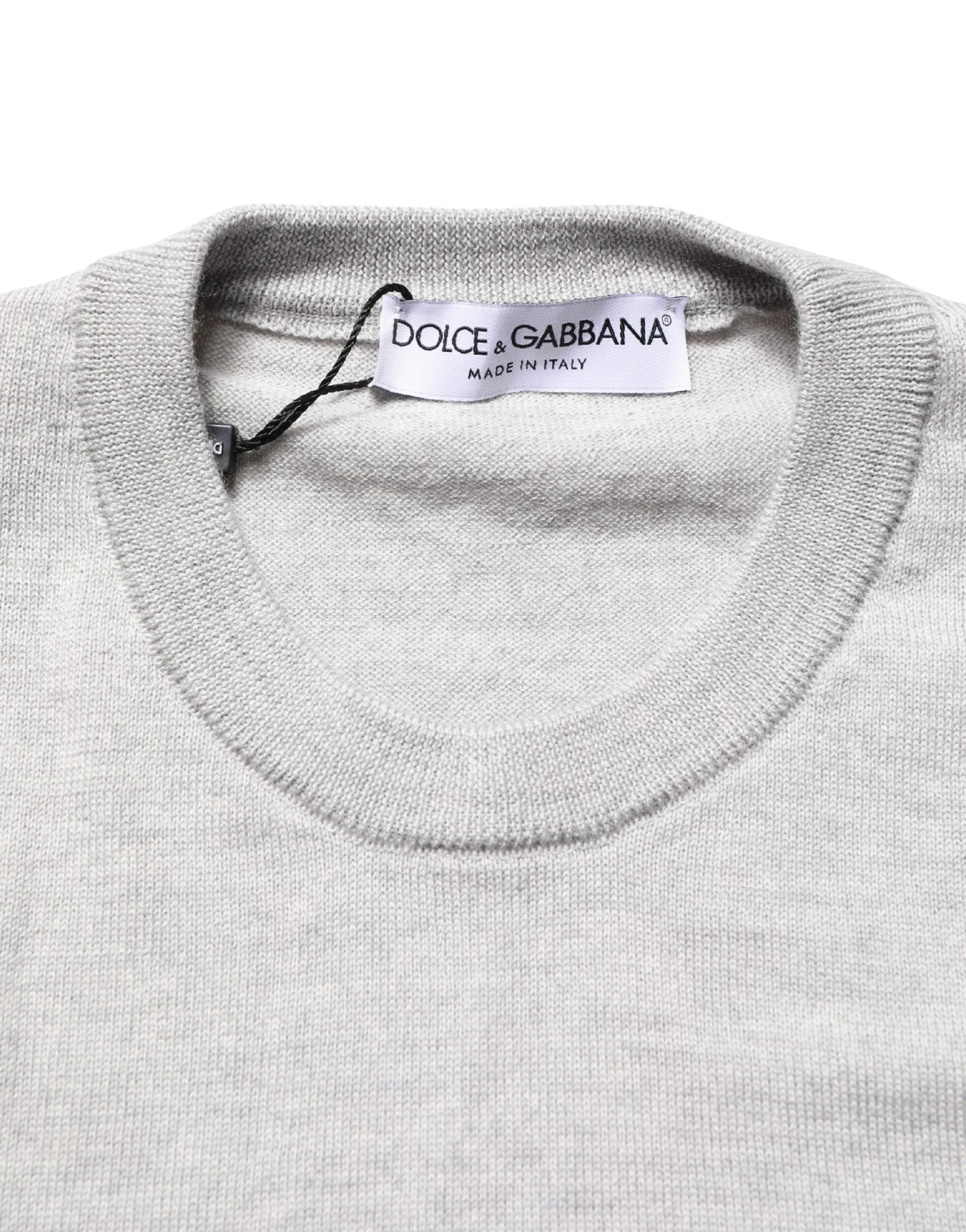 Dolce & Gabbana Gray Long Sleeves Crew Neck Pullover Sweater Dolce & Gabbana