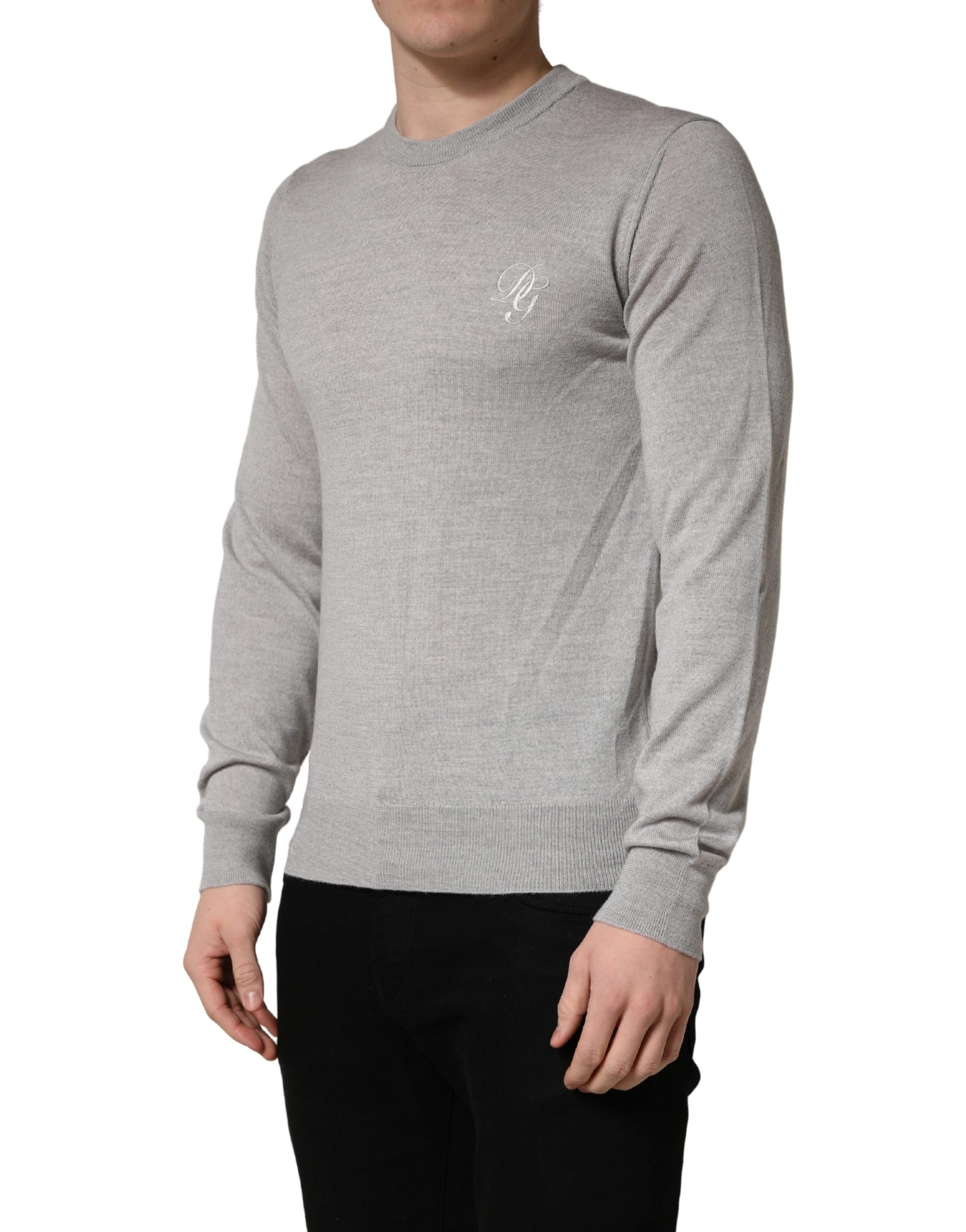 Dolce & Gabbana Gray Long Sleeves Crew Neck Pullover Sweater Dolce & Gabbana