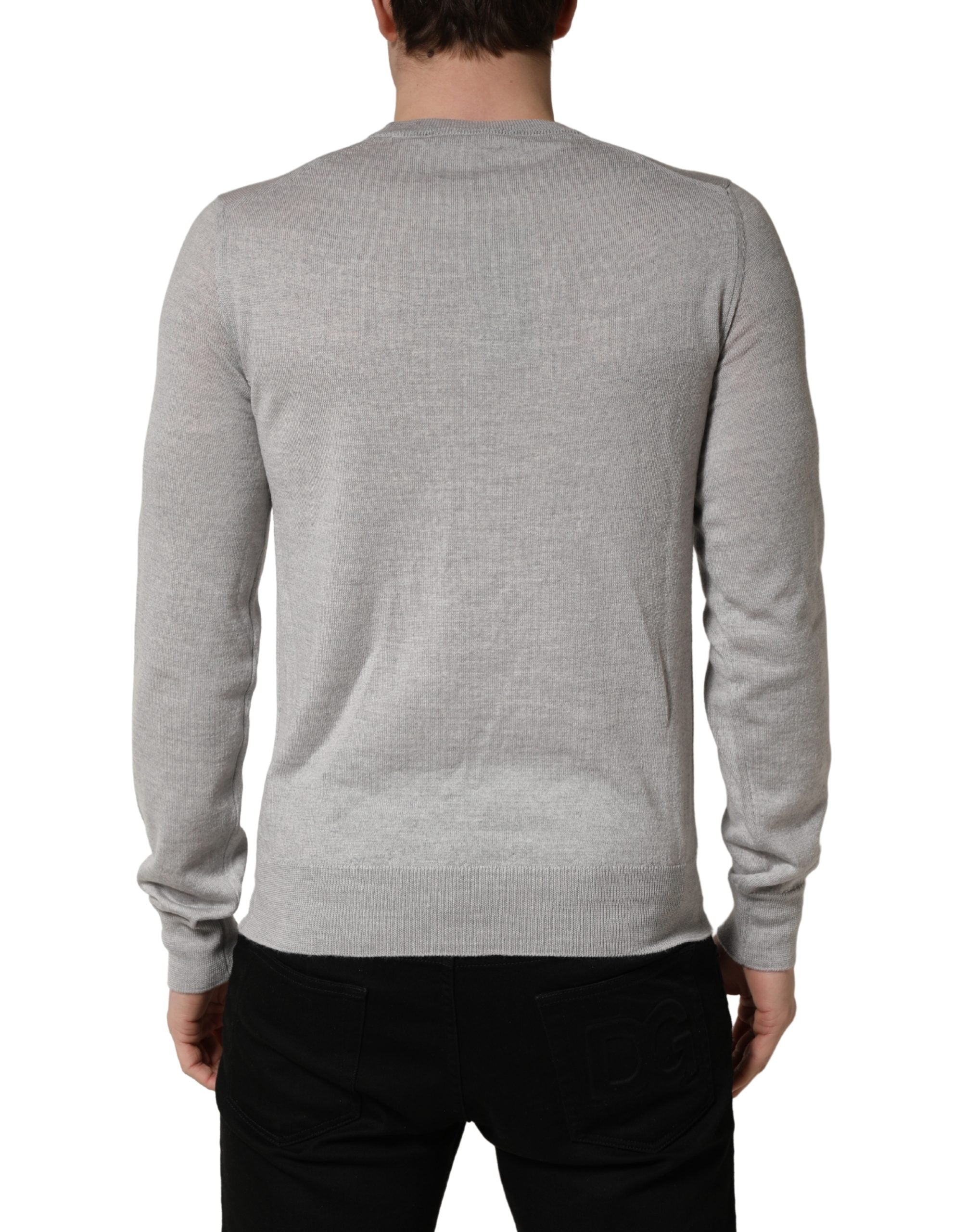 Dolce & Gabbana Gray Long Sleeves Crew Neck Pullover Sweater Dolce & Gabbana