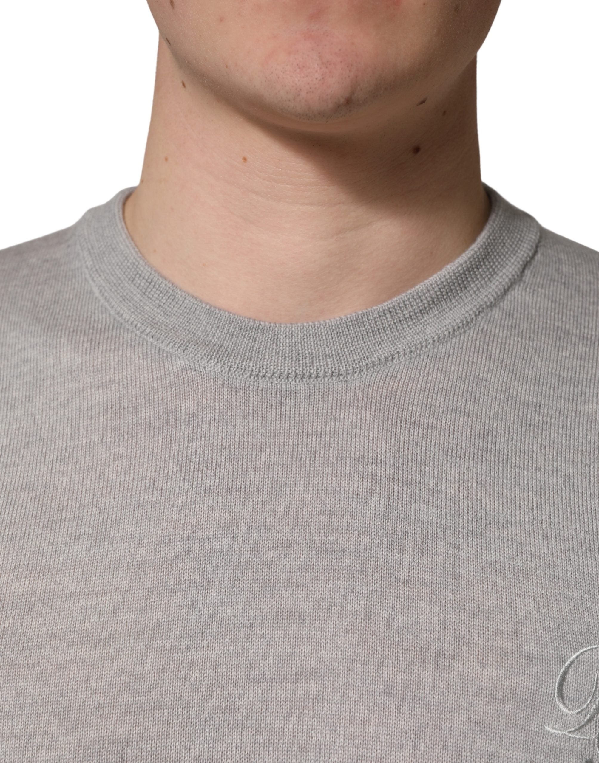 Dolce & Gabbana Gray Long Sleeves Crew Neck Pullover Sweater Dolce & Gabbana