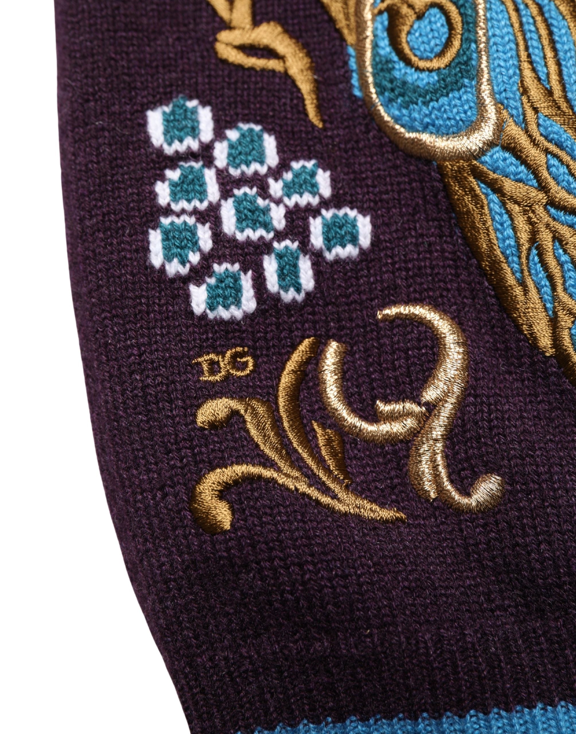 Dolce & Gabbana Bordeaux Cashmere Crown Embroidered Sweater Dolce & Gabbana