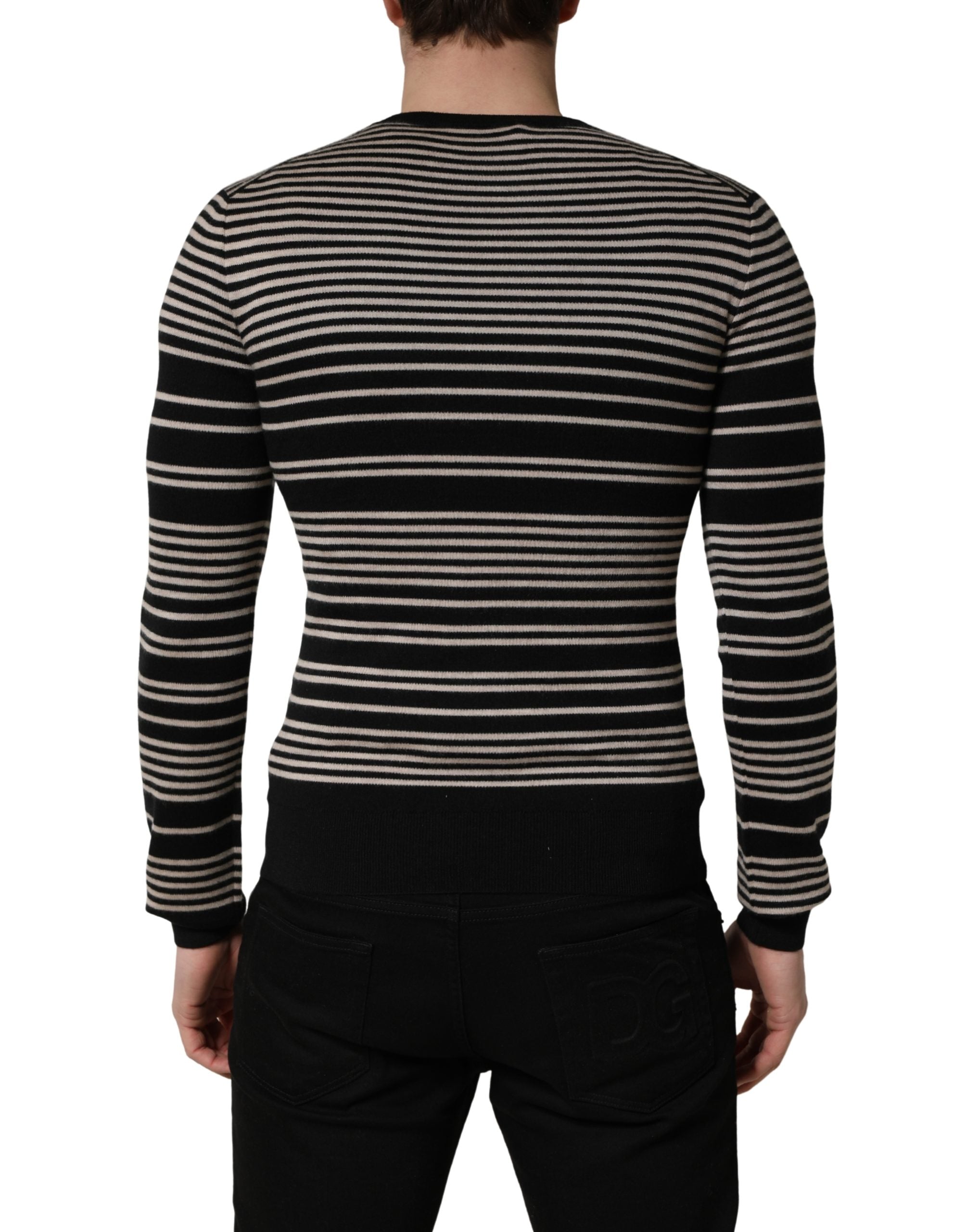 Dolce & Gabbana Multicolor Cashmere Striped CrewNeck Sweater Dolce & Gabbana