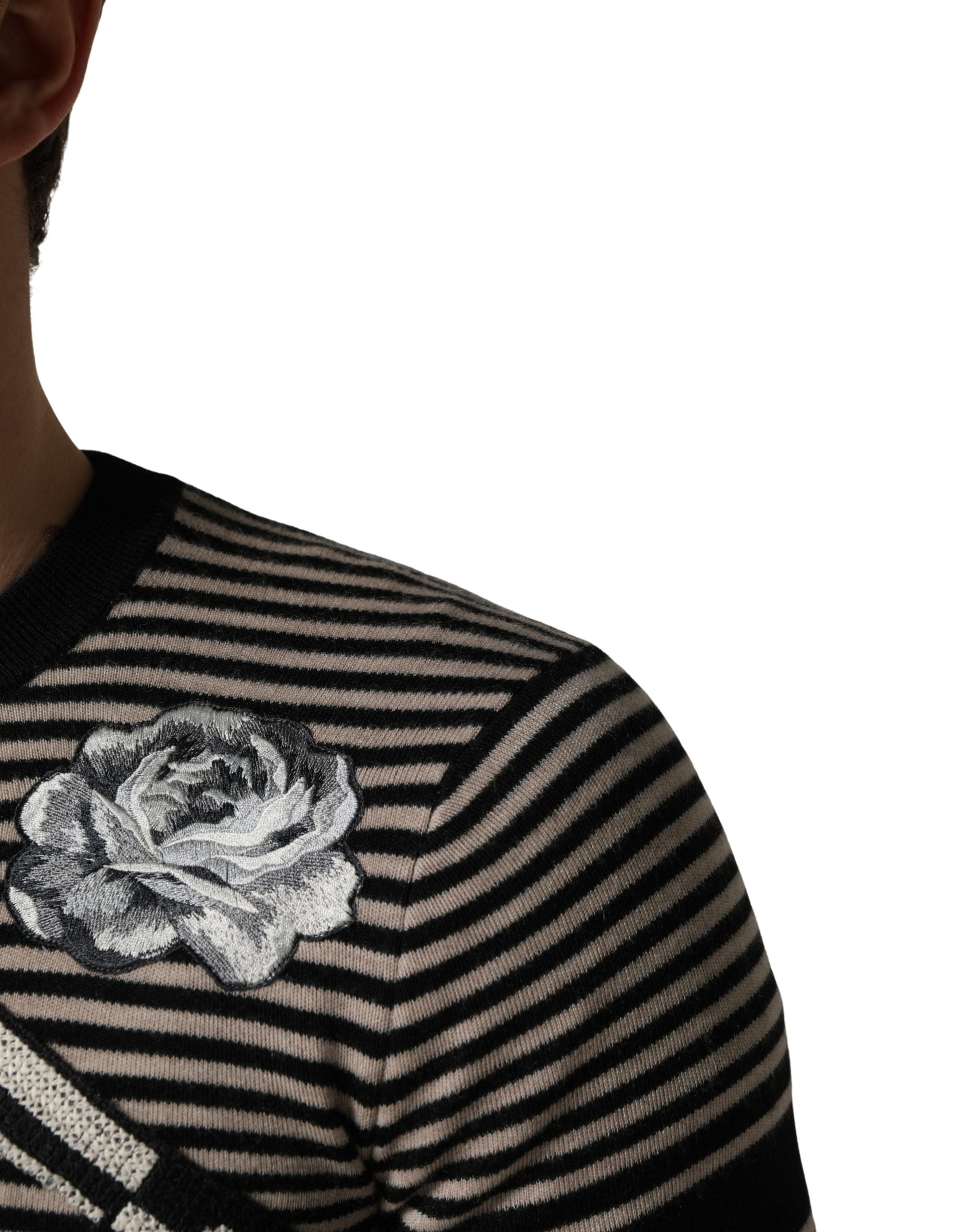 Dolce & Gabbana Multicolor Cashmere Striped CrewNeck Sweater Dolce & Gabbana