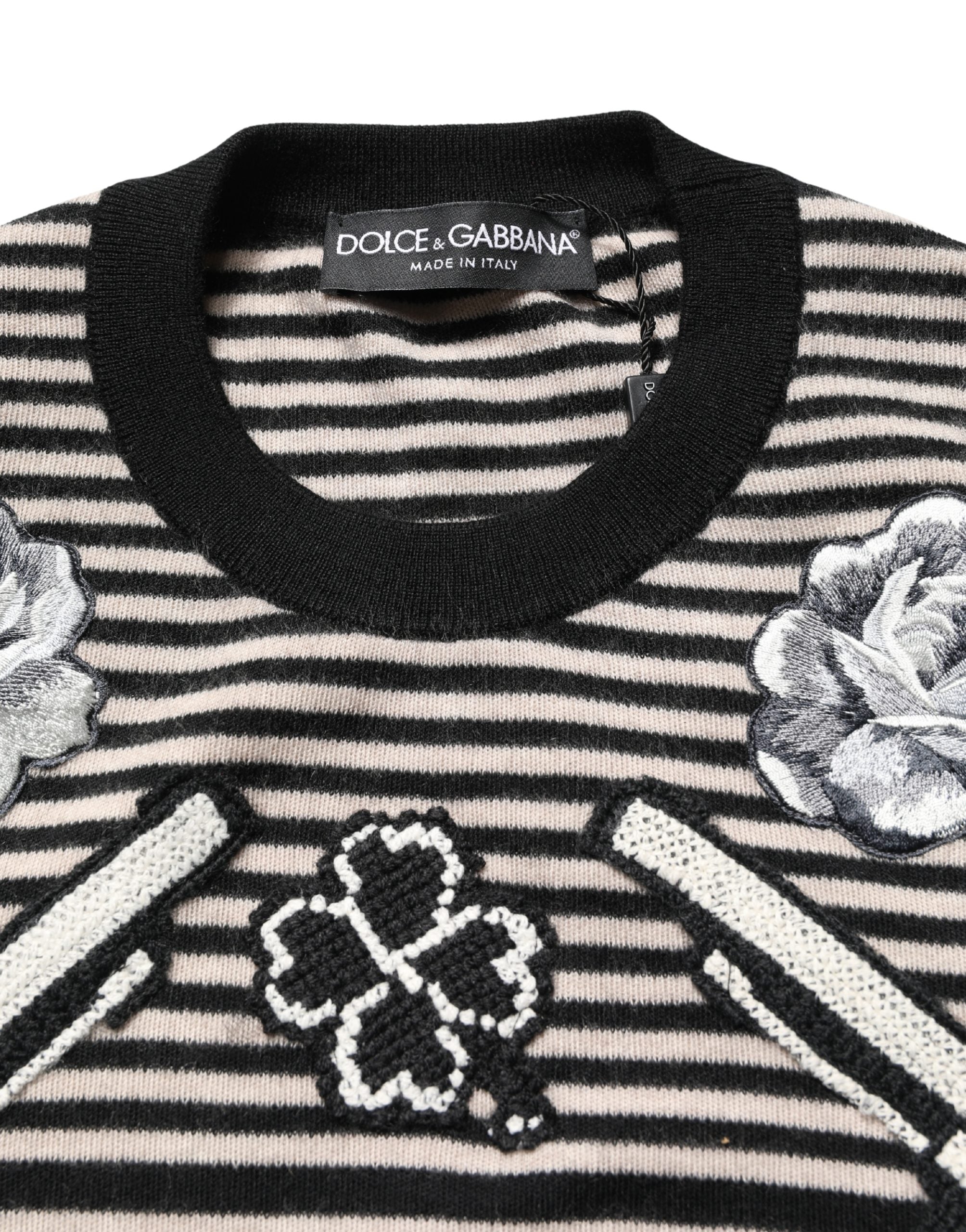 Dolce & Gabbana Multicolor Cashmere Striped CrewNeck Sweater Dolce & Gabbana