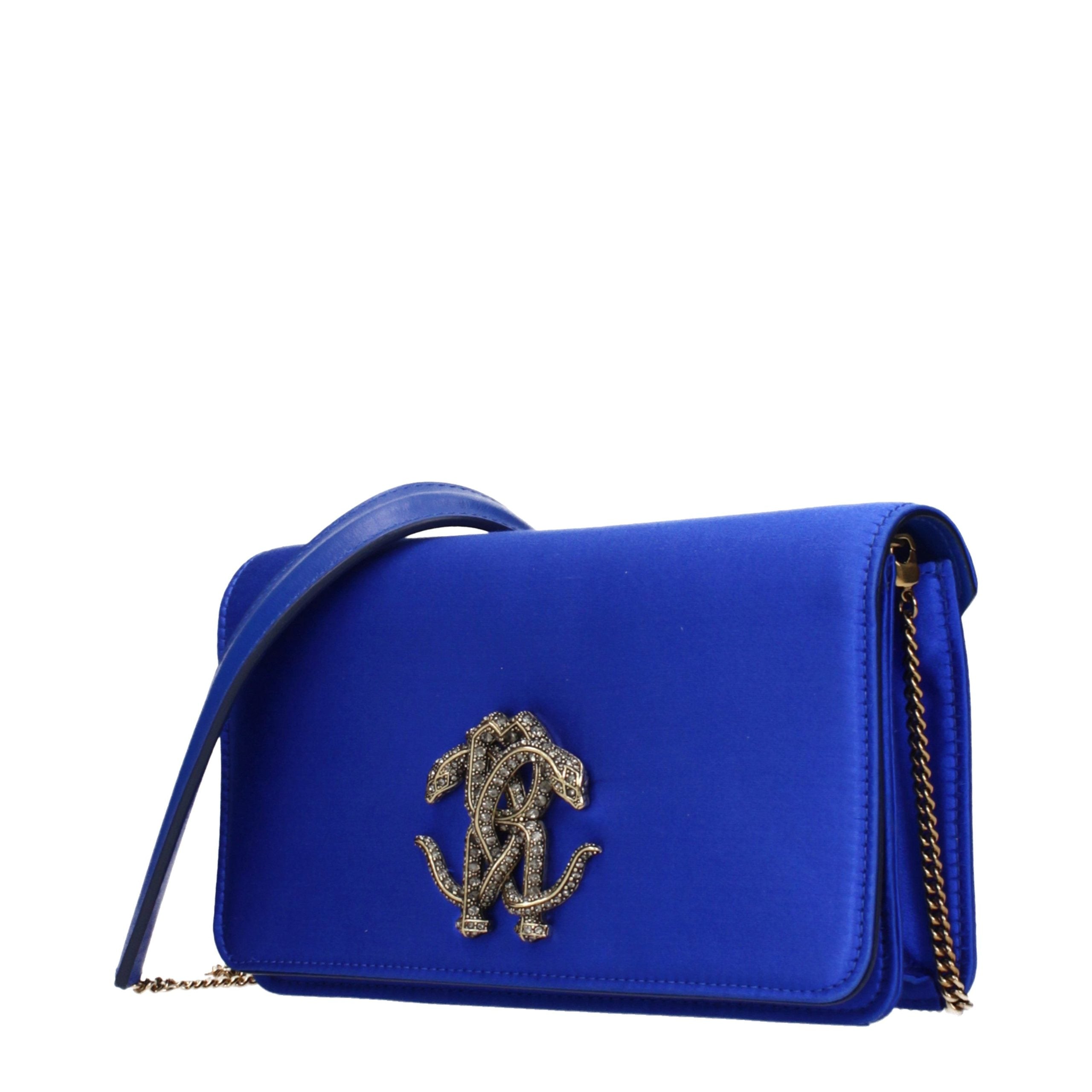 Roberto Cavalli Blue Satin Clutch Bag Roberto Cavalli