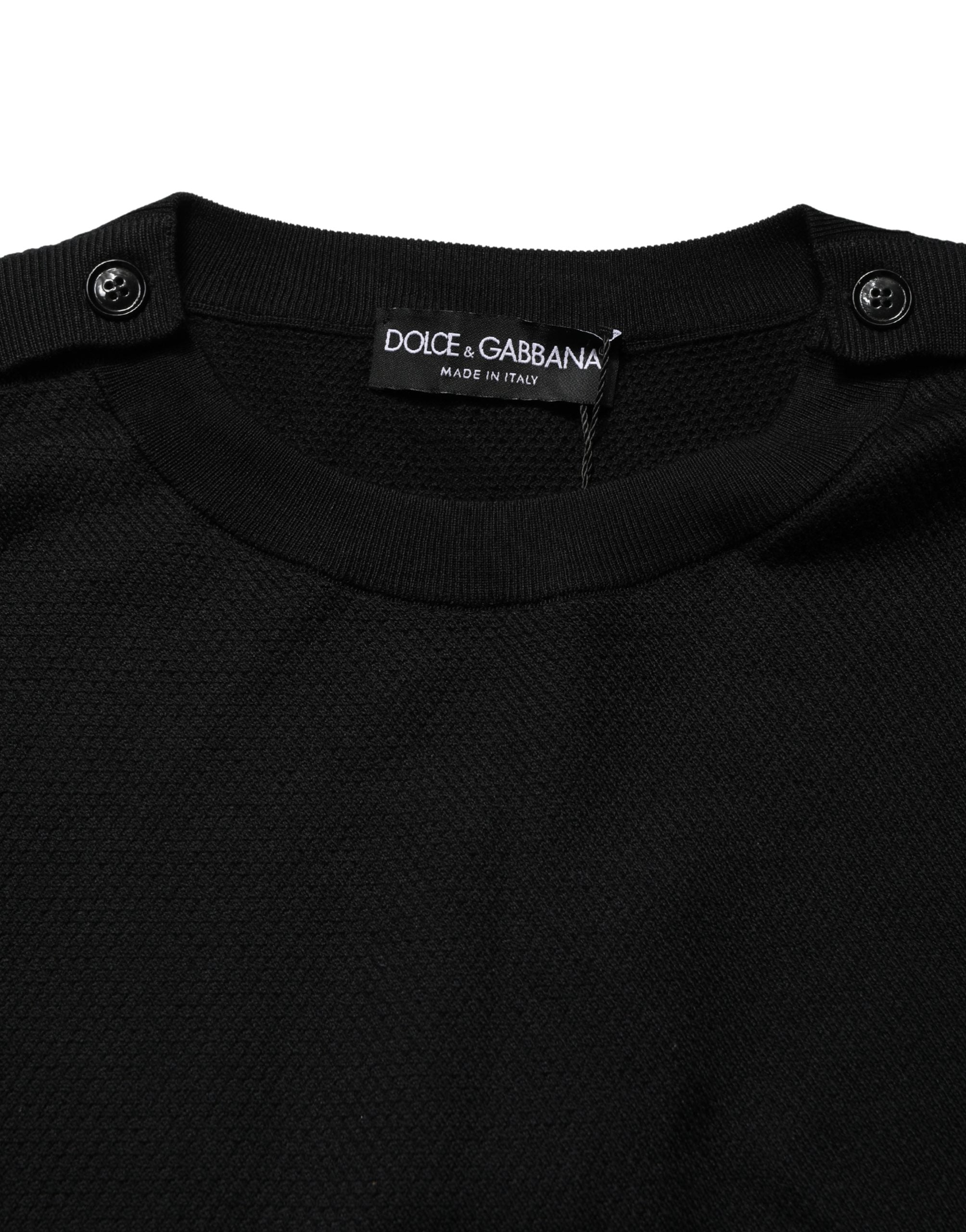 Dolce & Gabbana Black Crew Neck Long Sleeve Pullover Sweater Dolce & Gabbana