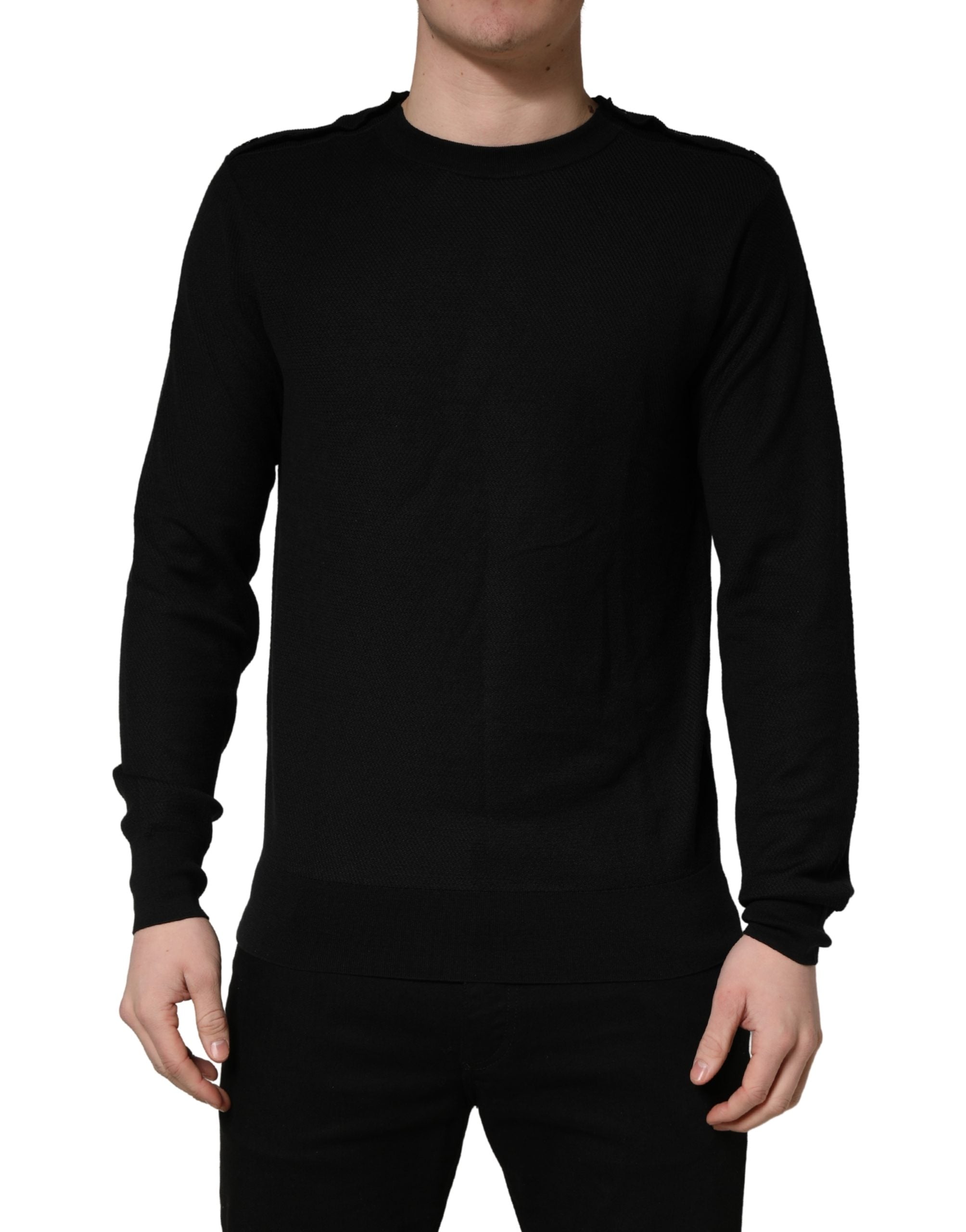 Dolce & Gabbana Black Crew Neck Long Sleeve Pullover Sweater Dolce & Gabbana