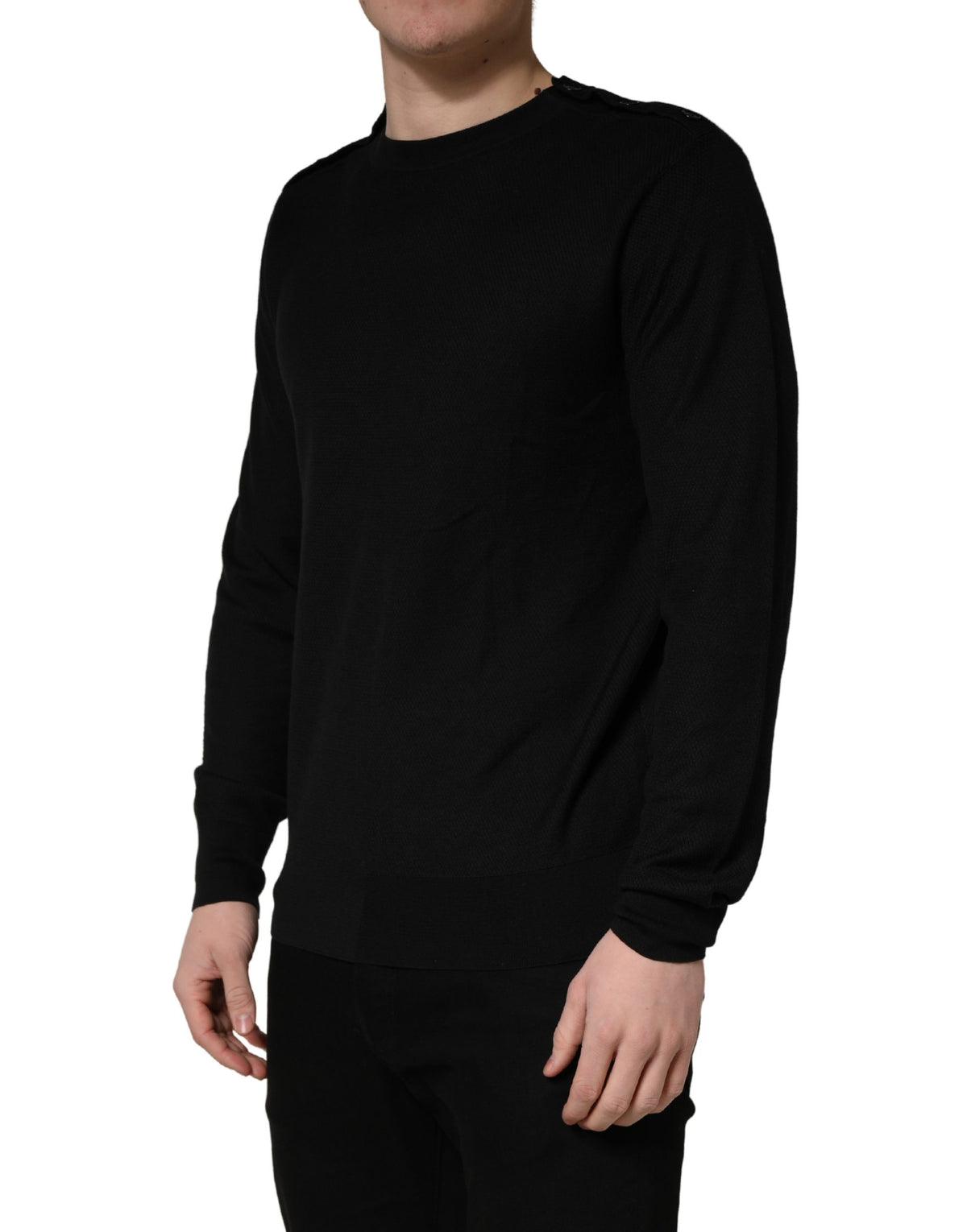 Dolce & Gabbana Black Crew Neck Long Sleeve Pullover Sweater