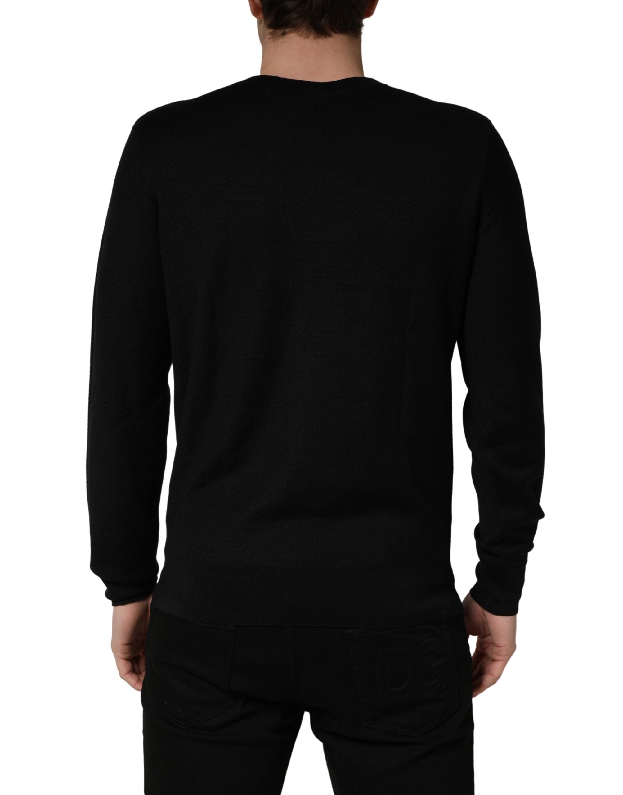 Dolce & Gabbana Black Crew Neck Long Sleeve Pullover Sweater Dolce & Gabbana