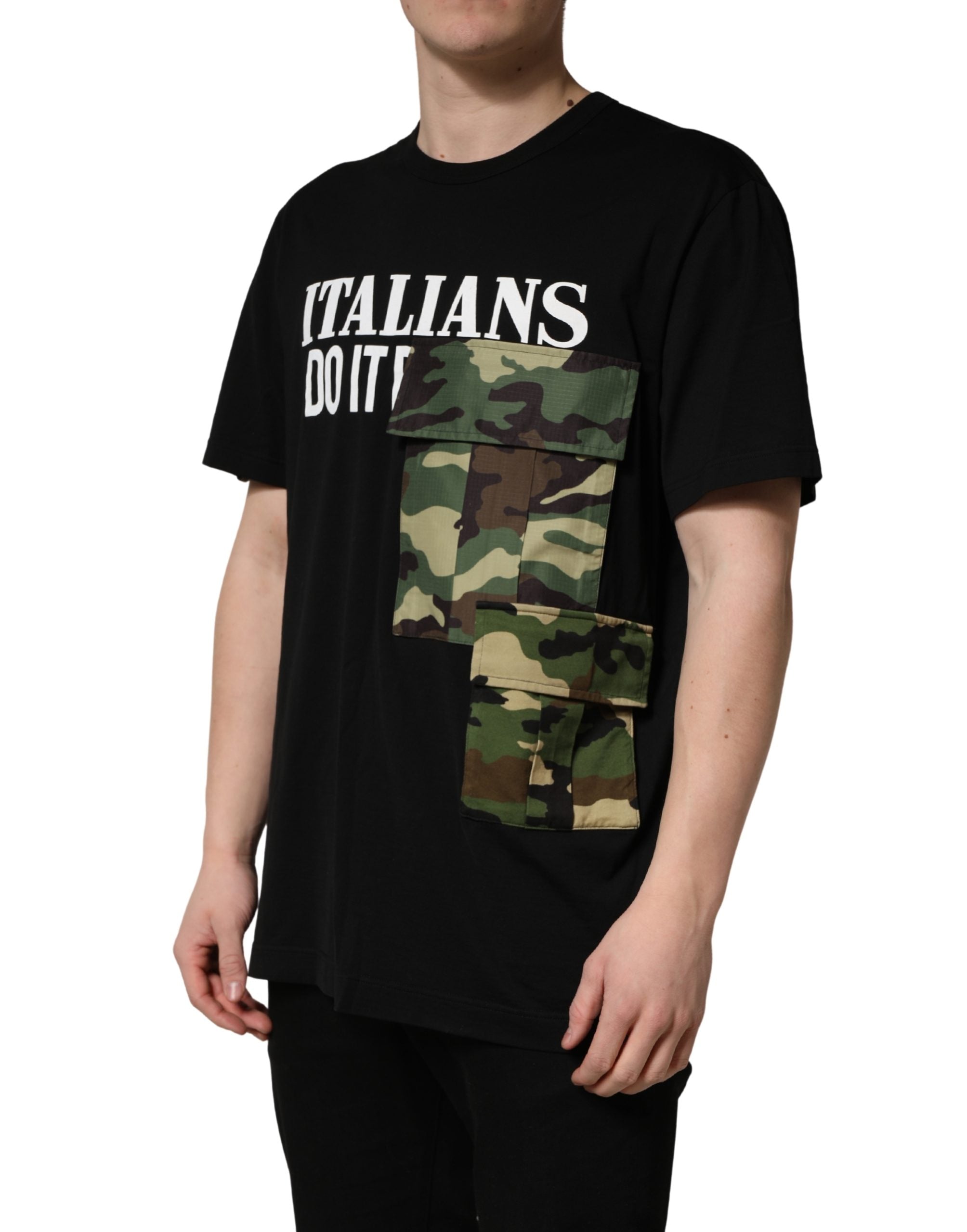 Dolce & Gabbana Black Camouflage Graphic Cotton Crewneck T-shirt Dolce & Gabbana
