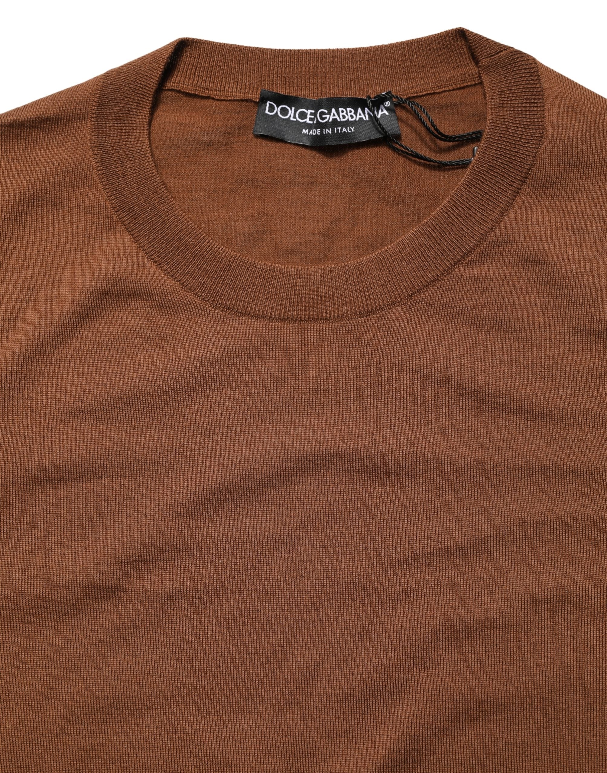 Dolce & Gabbana Brown Cashmere Men Crew Neck Pullover Sweater Dolce & Gabbana
