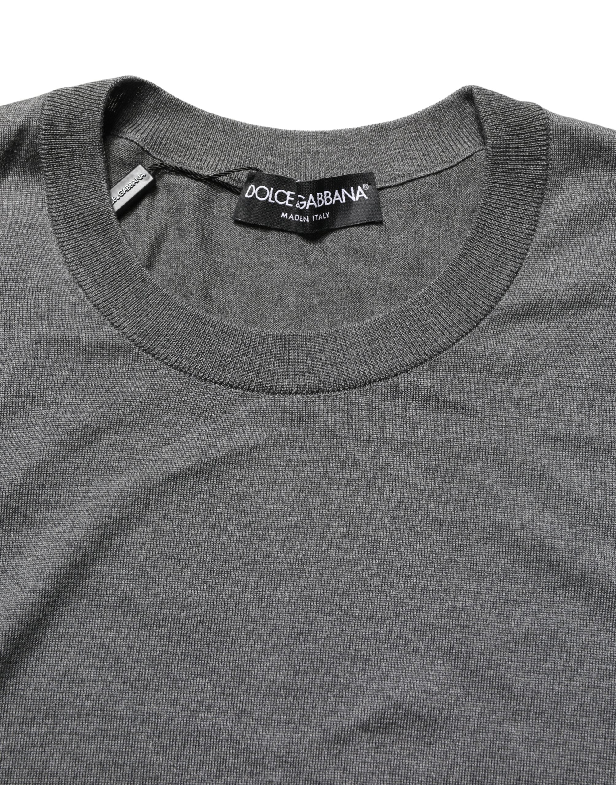 Dolce & Gabbana Gray Long Sleeves Crew Neck Pullover Sweater Dolce & Gabbana
