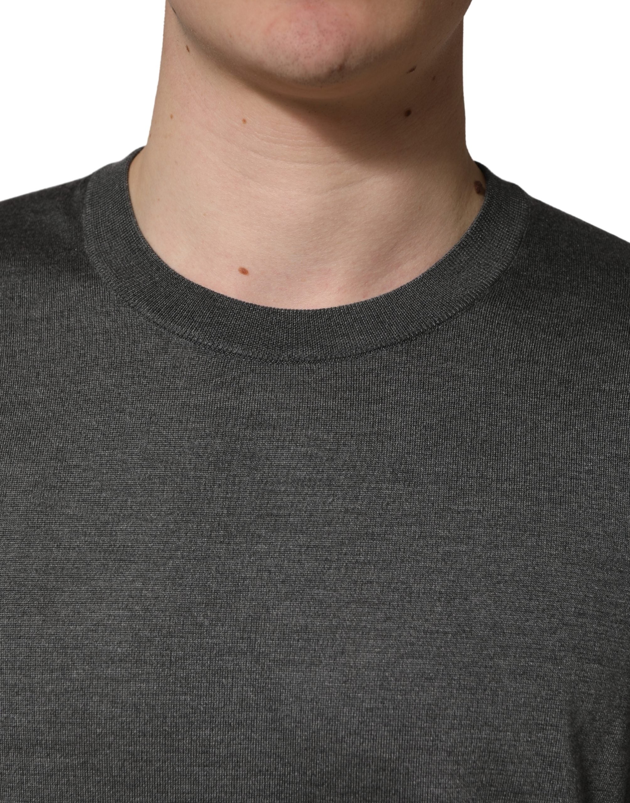 Dolce & Gabbana Gray Long Sleeves Crew Neck Pullover Sweater Dolce & Gabbana