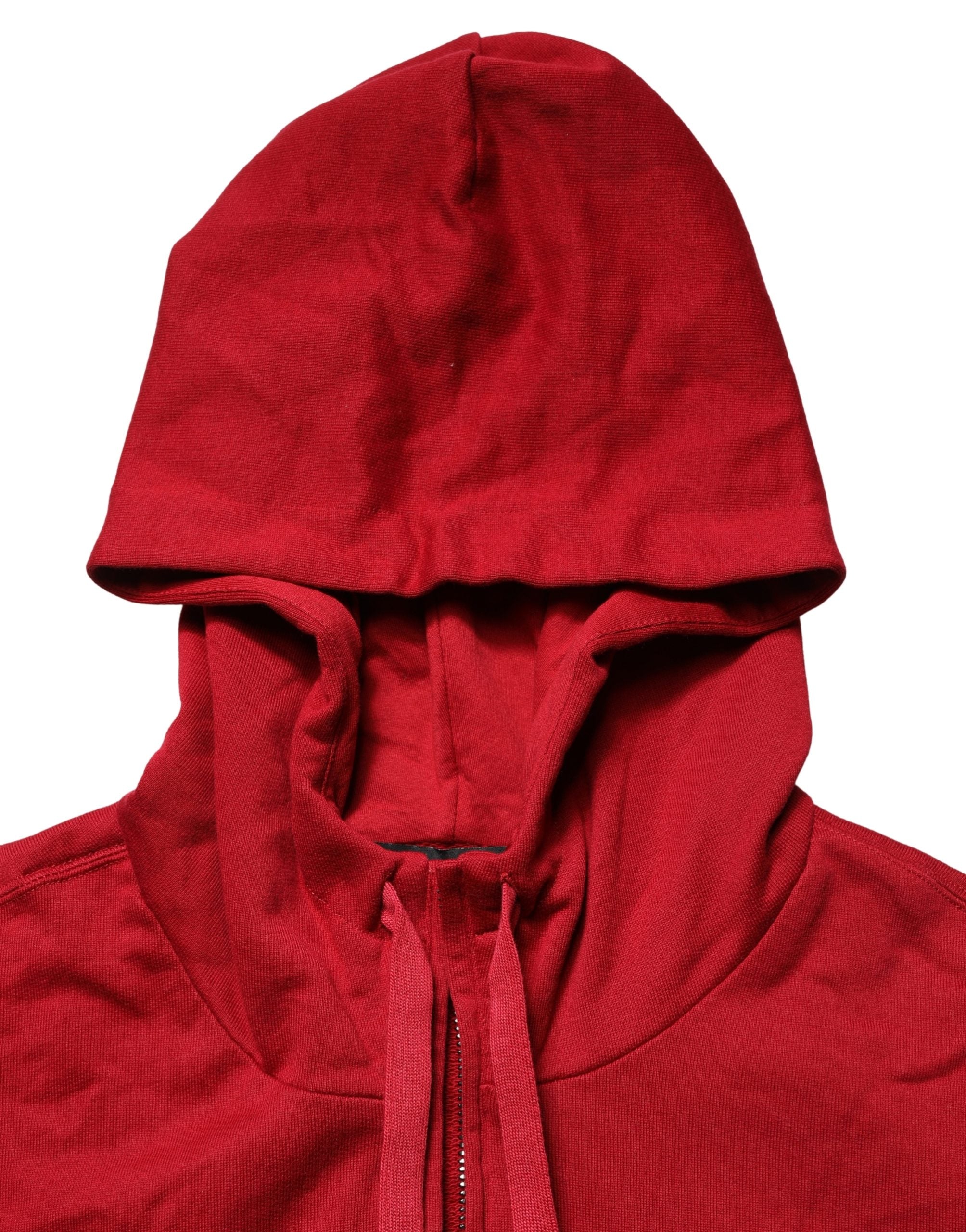 Dolce & Gabbana Red Cotton Full Zip Fleece Men Hoodie Sweater Dolce & Gabbana