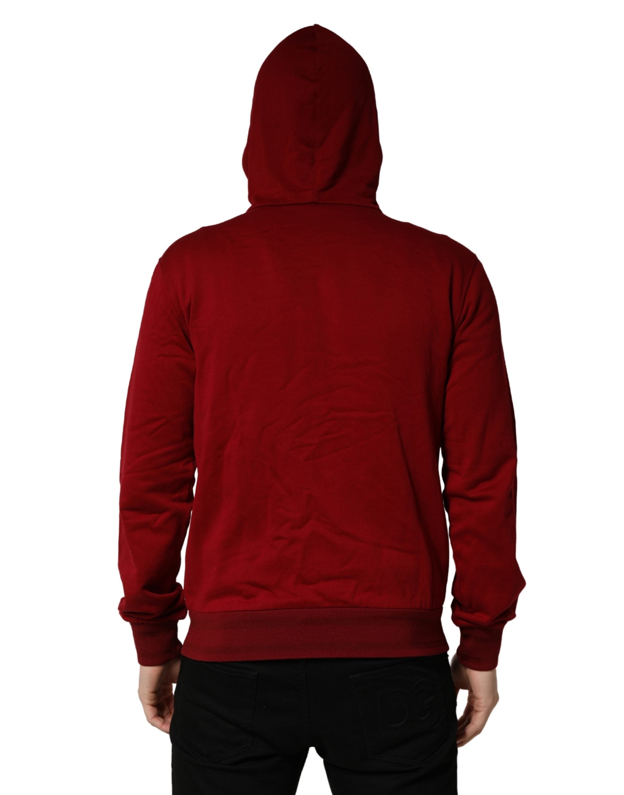 Dolce & Gabbana Red Cotton Full Zip Fleece Men Hoodie Sweater Dolce & Gabbana