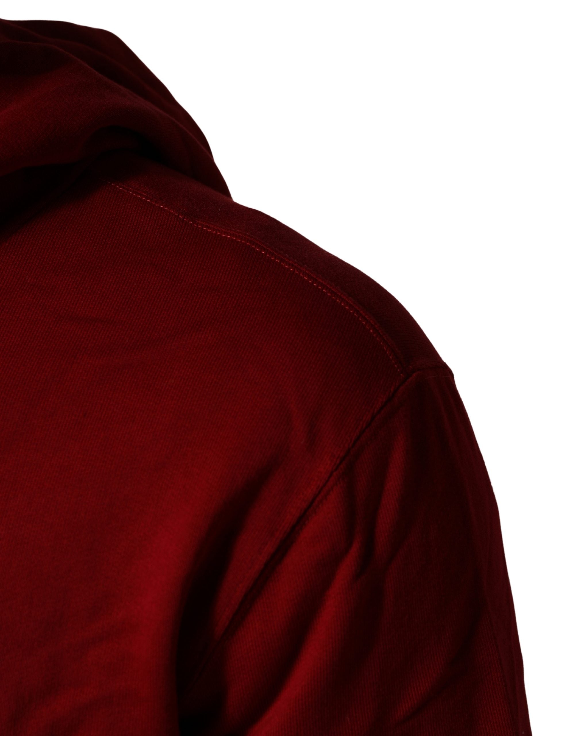 Dolce & Gabbana Red Cotton Full Zip Fleece Men Hoodie Sweater Dolce & Gabbana