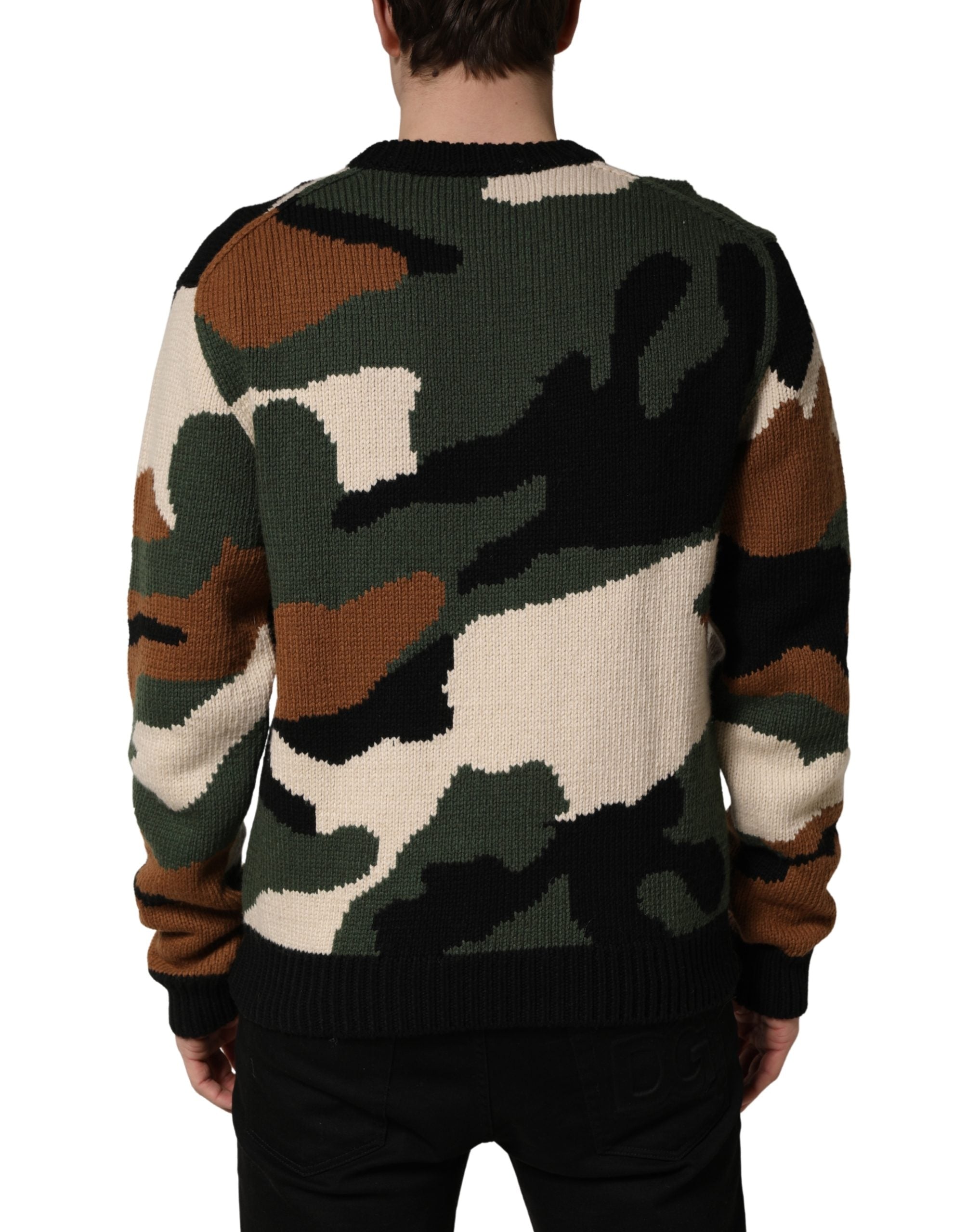 Dolce & Gabbana Multicolor Intarsia Knit Camouflage Pullover Sweater Dolce & Gabbana