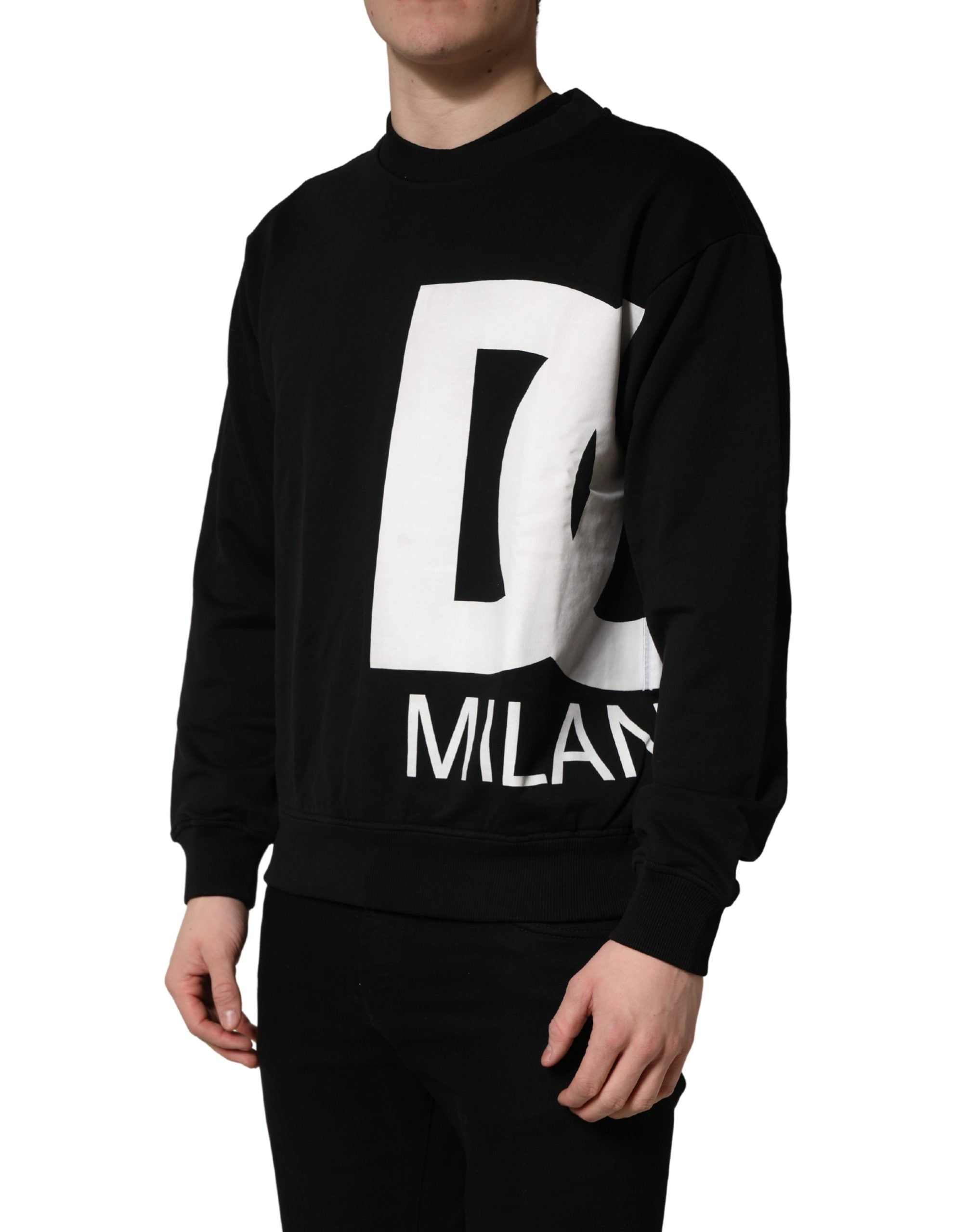 Dolce & Gabbana Black Logo Milano Cotton Sweatshirt Sweater Dolce & Gabbana