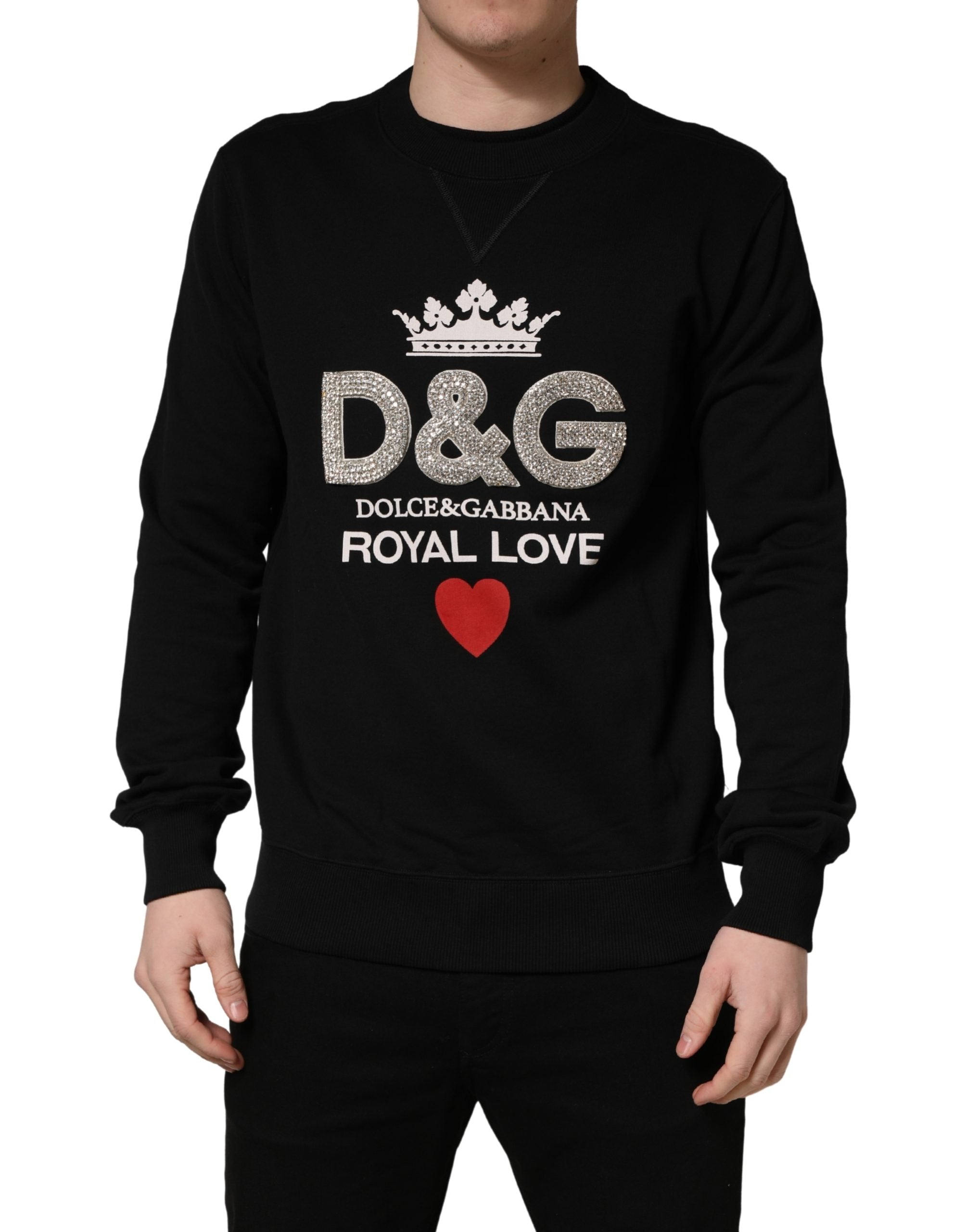 Dolce & Gabbana Black Embellished Cotton Sweatshirt Sweater Dolce & Gabbana