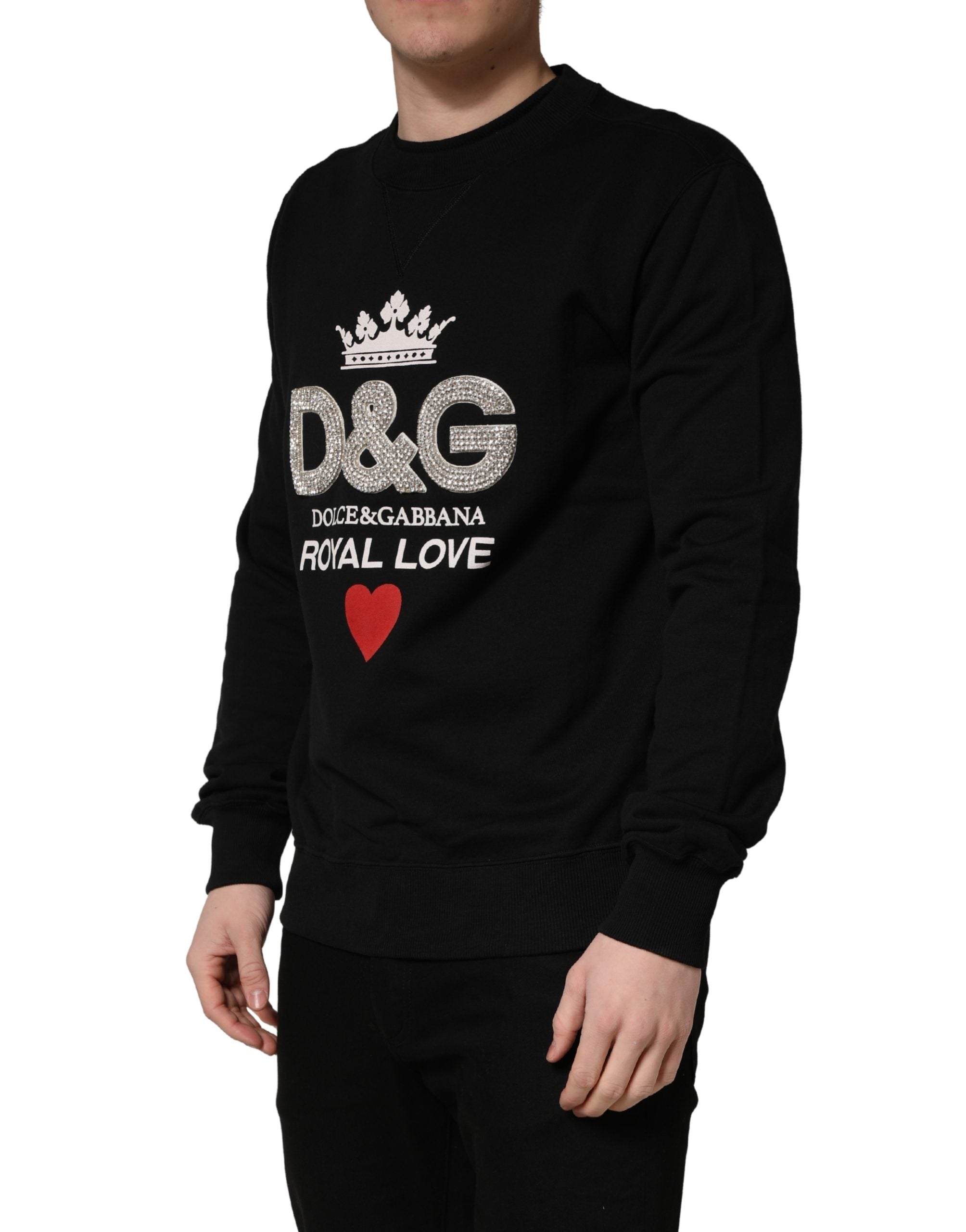 Dolce & Gabbana Black Embellished Cotton Sweatshirt Sweater Dolce & Gabbana