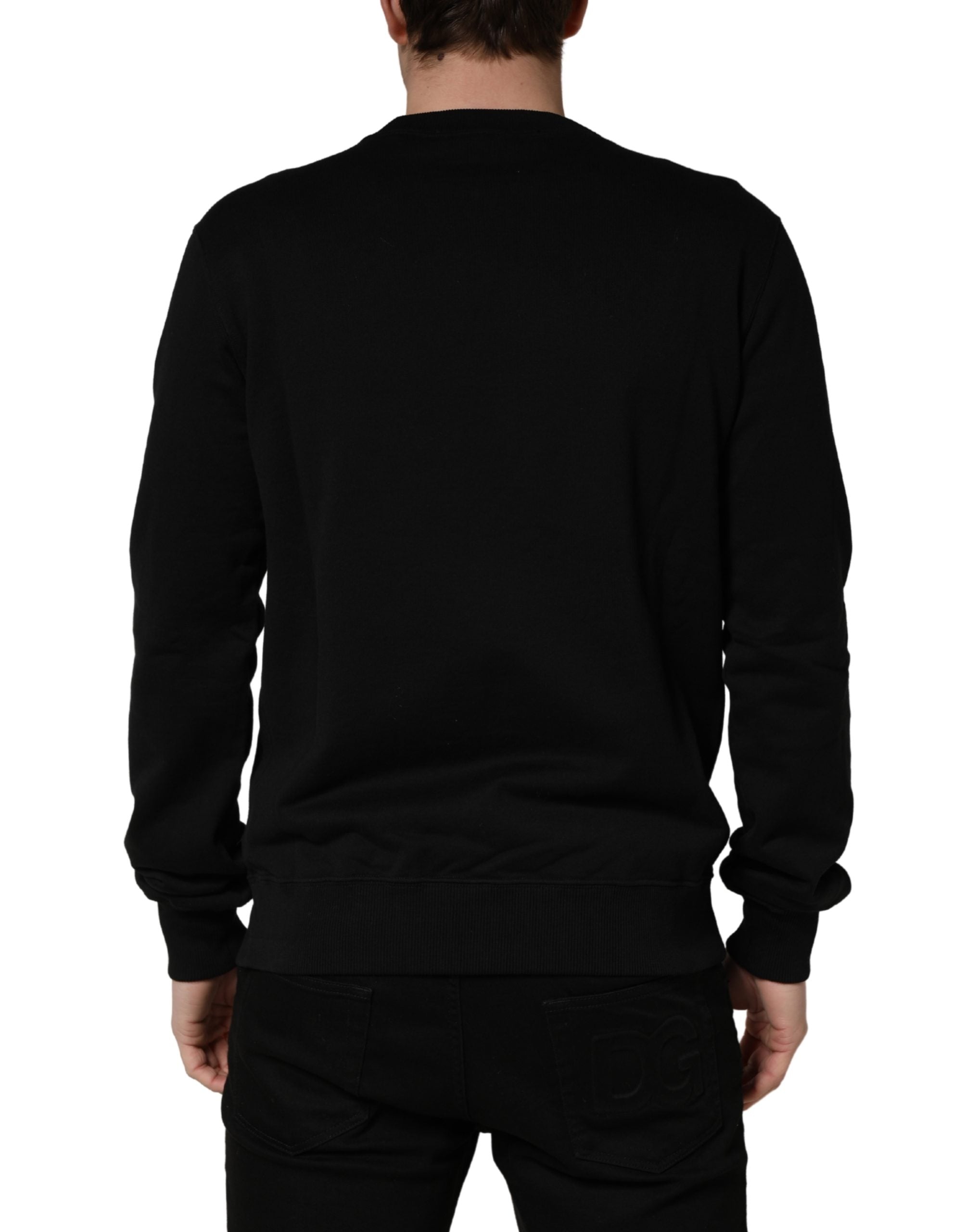 Dolce & Gabbana Black Embellished Cotton Sweatshirt Sweater Dolce & Gabbana