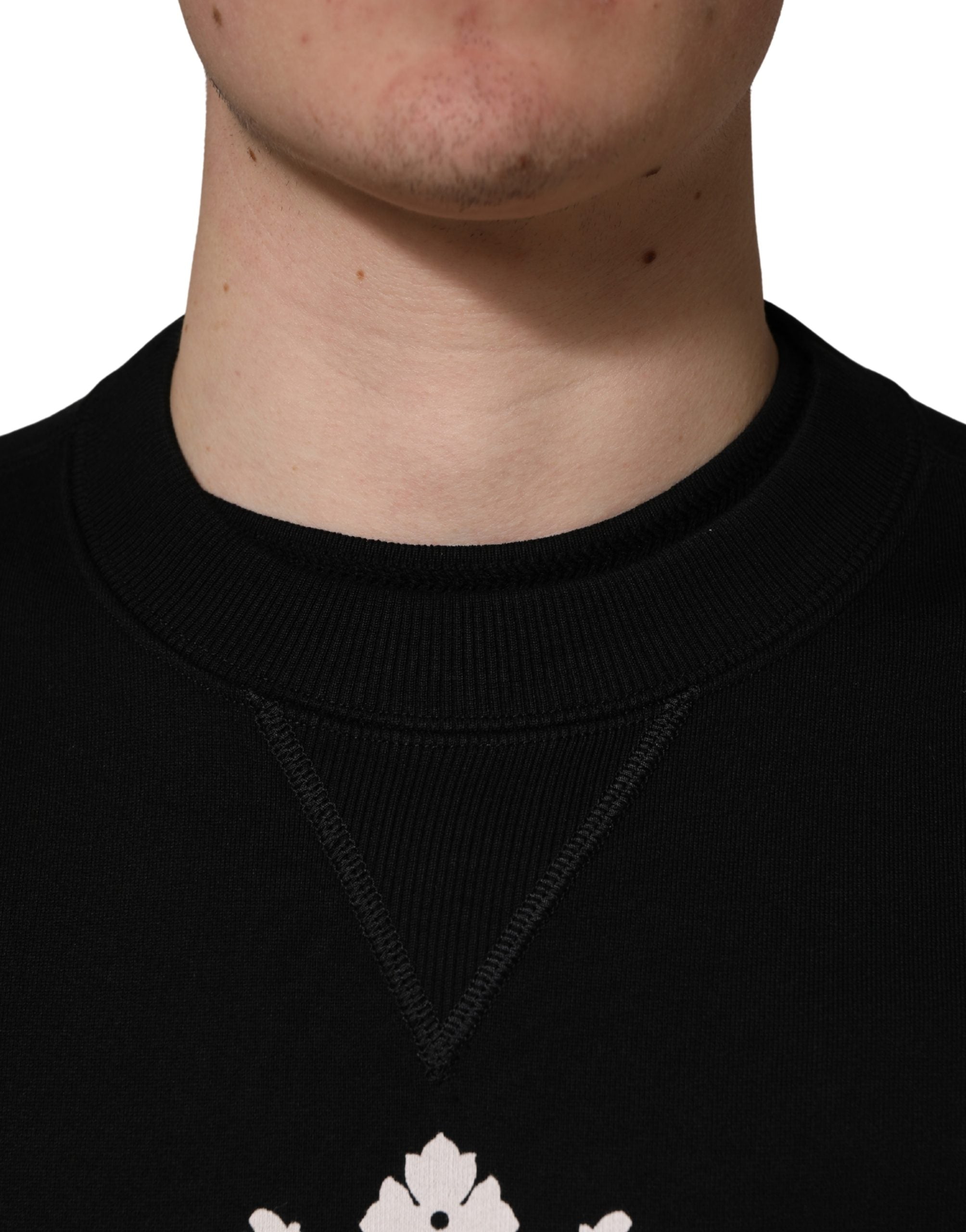 Dolce & Gabbana Black Embellished Cotton Sweatshirt Sweater Dolce & Gabbana