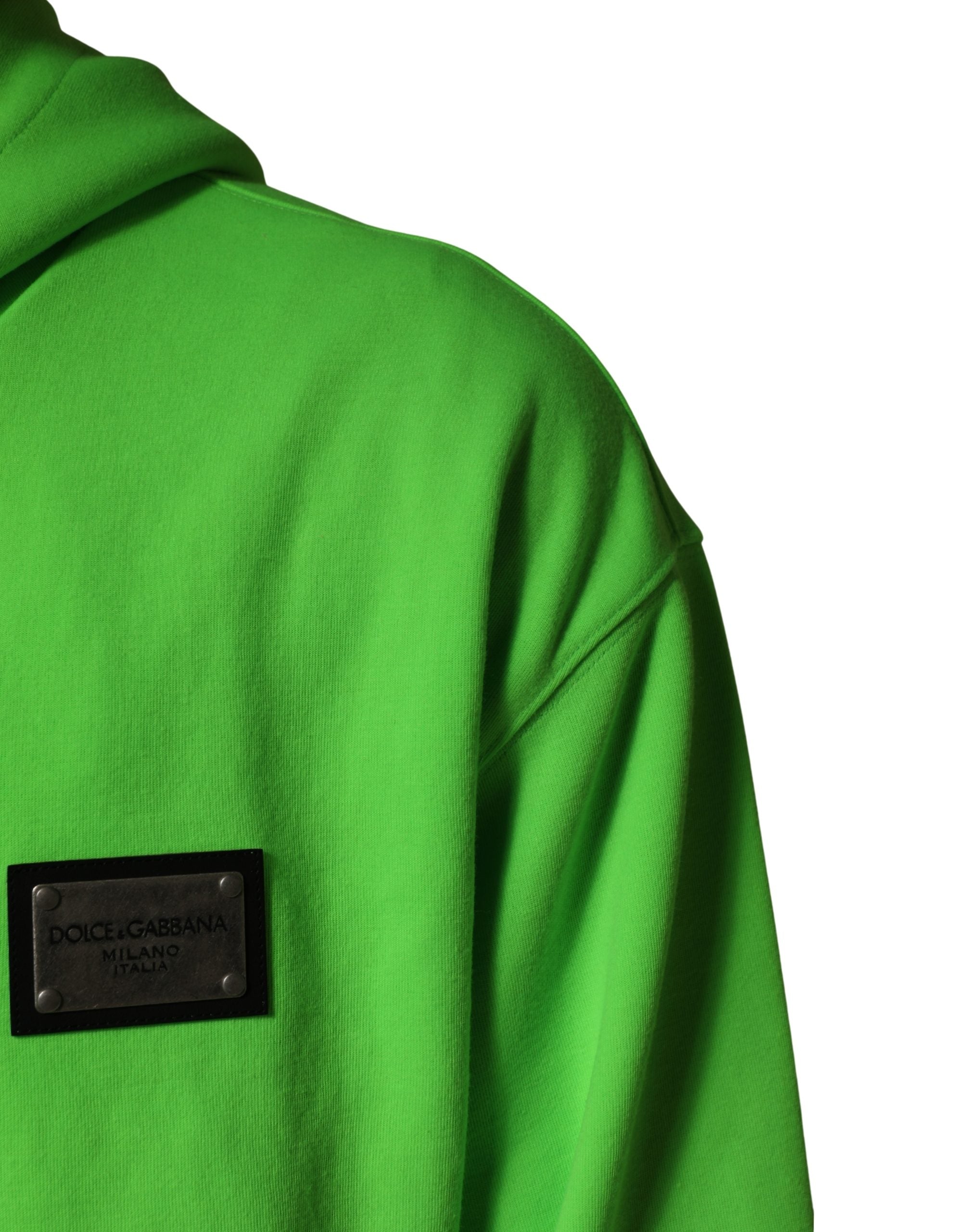 Dolce & Gabbana Green FullZip Fleece HoodedSweatshirt Sweater Dolce & Gabbana