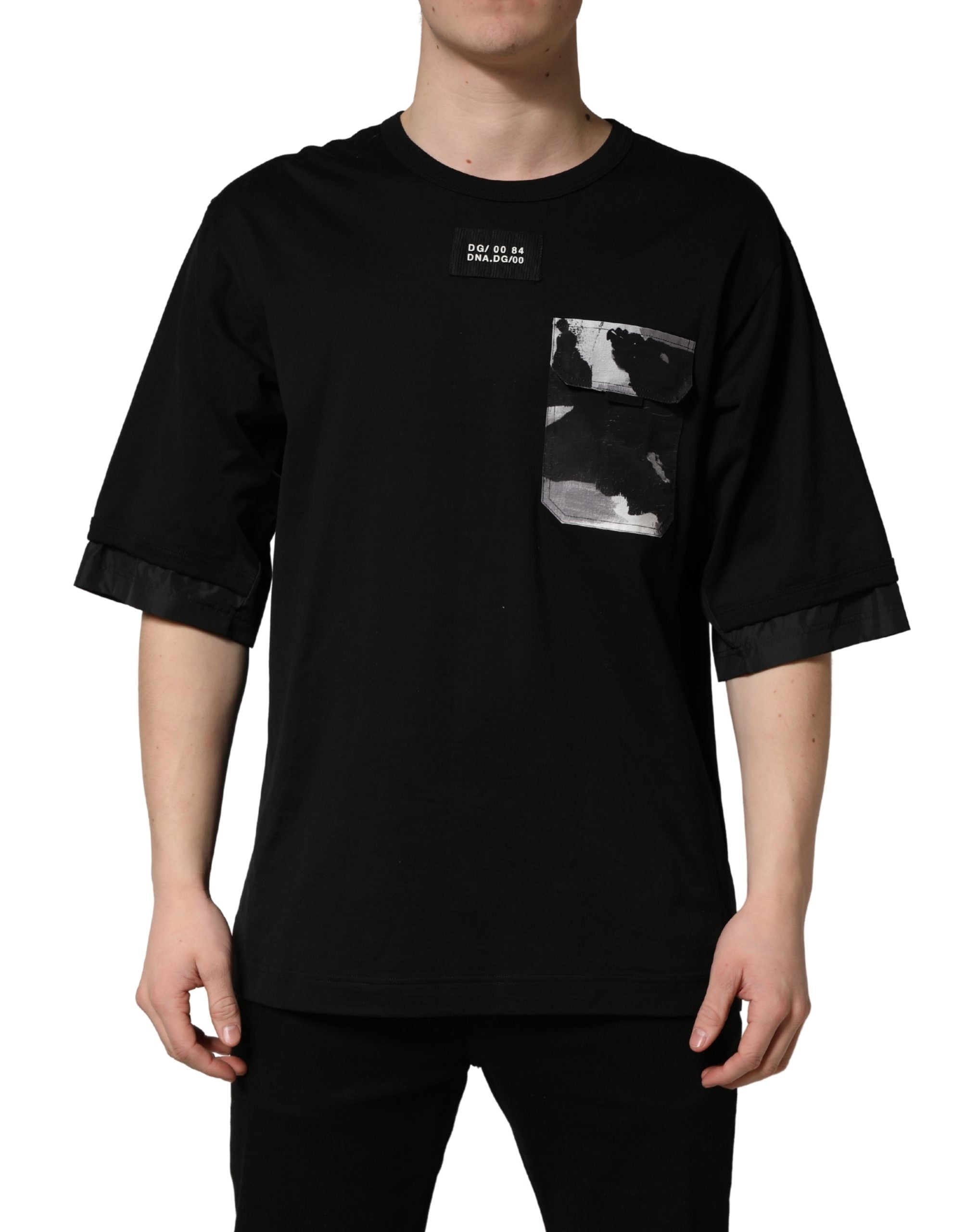 Dolce & Gabbana Black Camouflage Pocket Oversized T-shirt Dolce & Gabbana