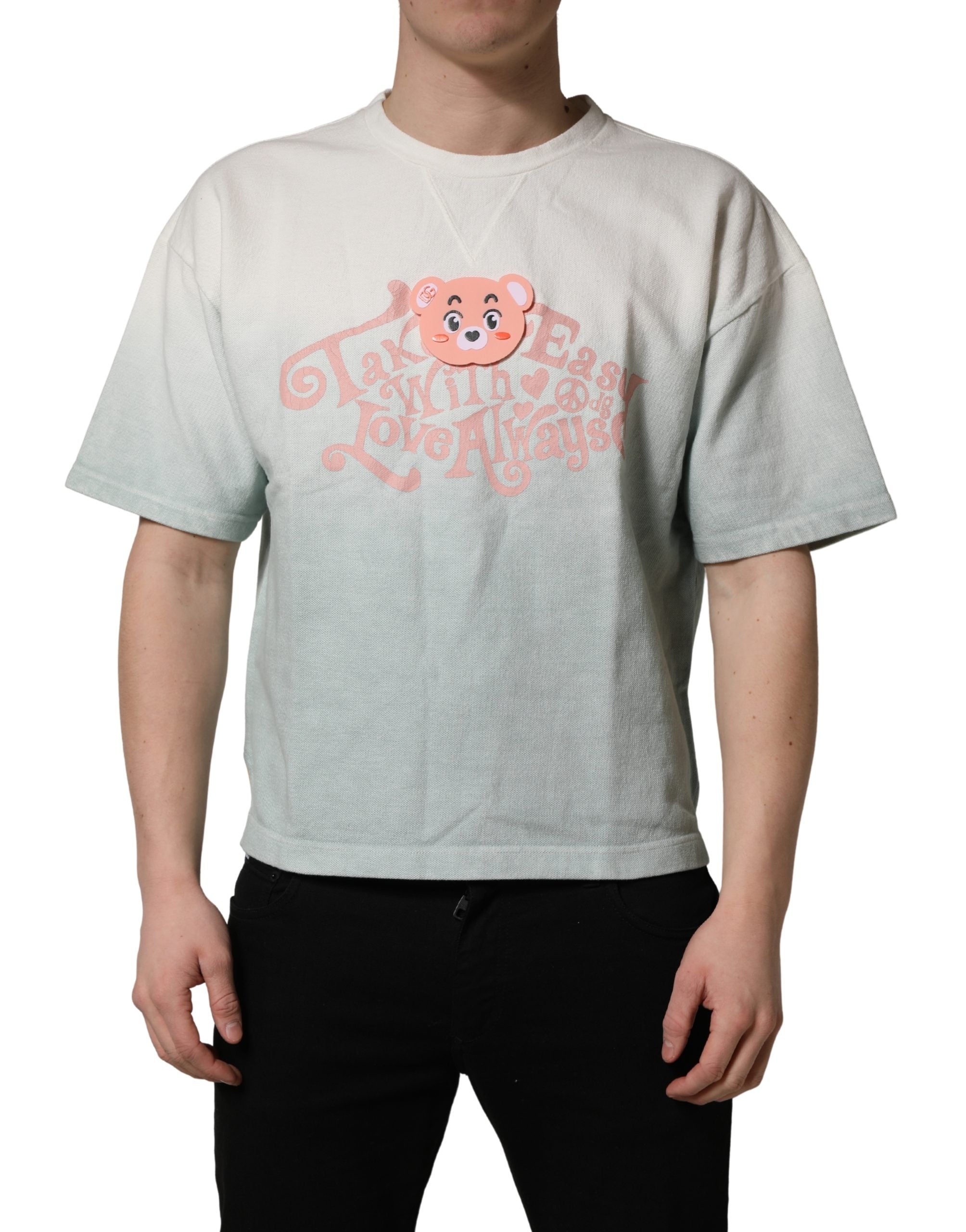 Dolce & Gabbana Green Tie-Dye Graphic Print Cotton Crewneck  T-shirt Dolce & Gabbana