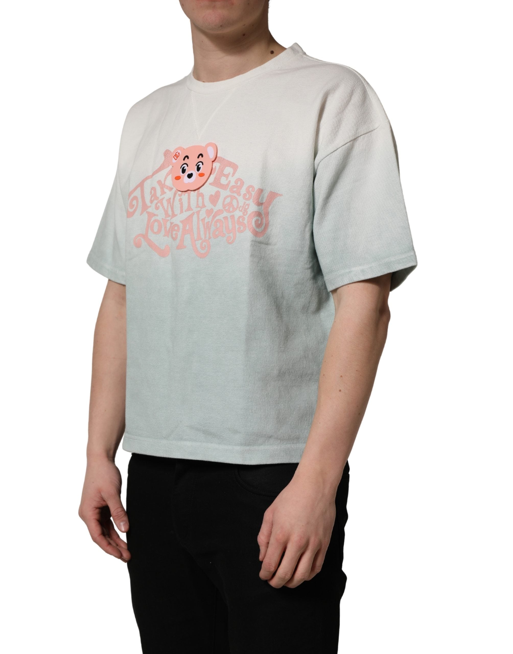 Dolce & Gabbana Green Tie-Dye Graphic Print Cotton Crewneck  T-shirt Dolce & Gabbana