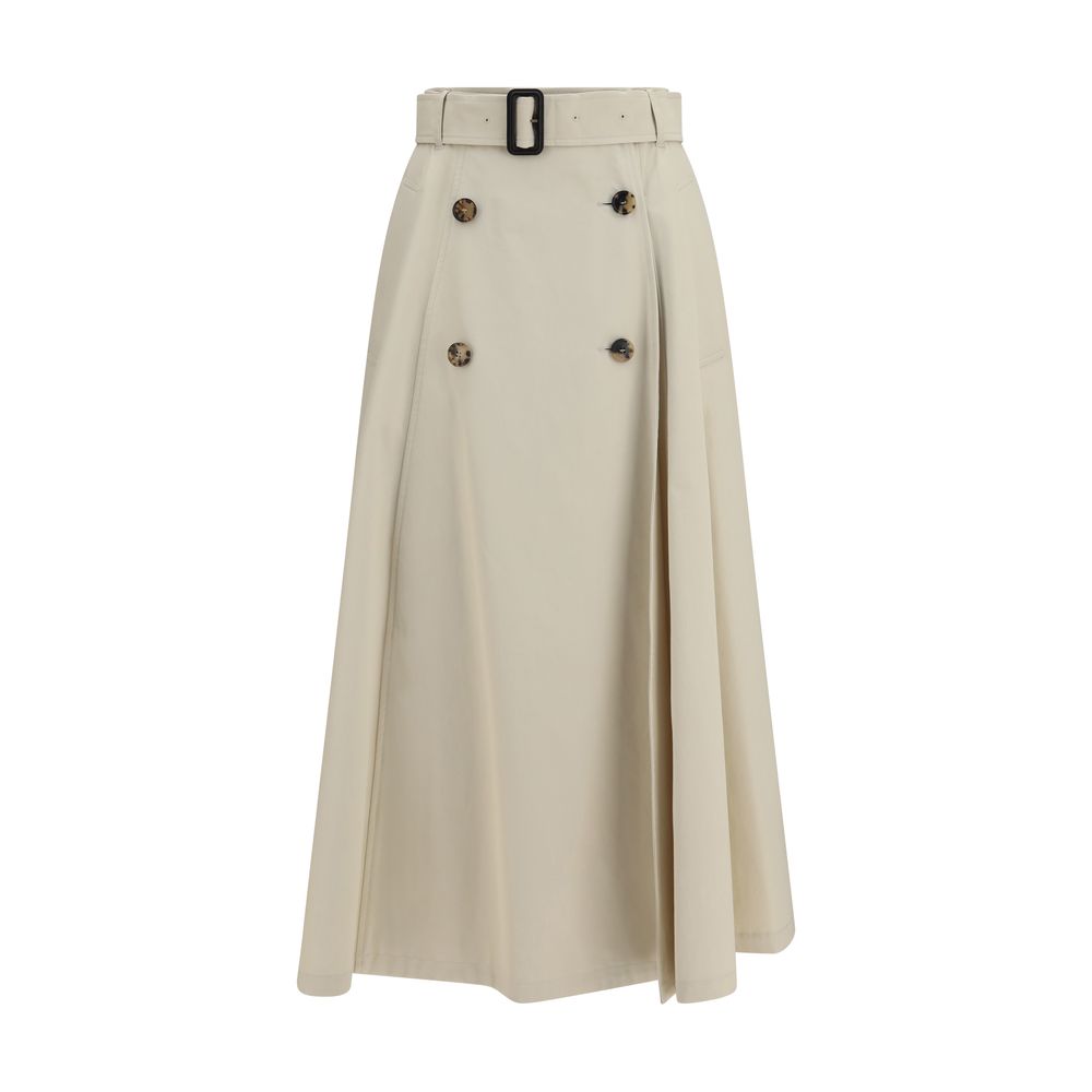 Burberry Beige Cotton Midi Skirt Burberry