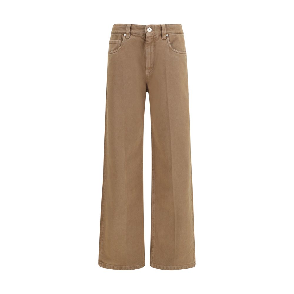 Brunello Cucinelli Brown Cotton Straight-Leg Jeans Brunello Cucinelli