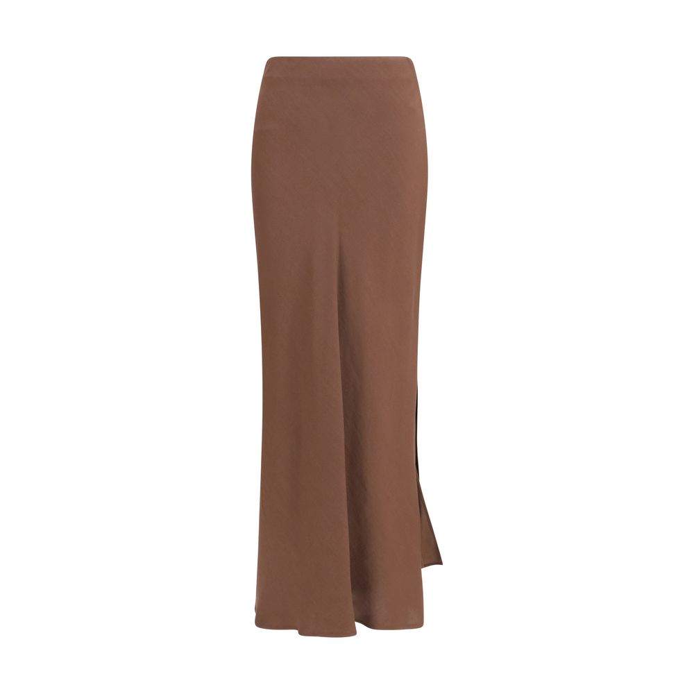 Brunello Cucinelli Brown Viscose Long Skirt Brunello Cucinelli